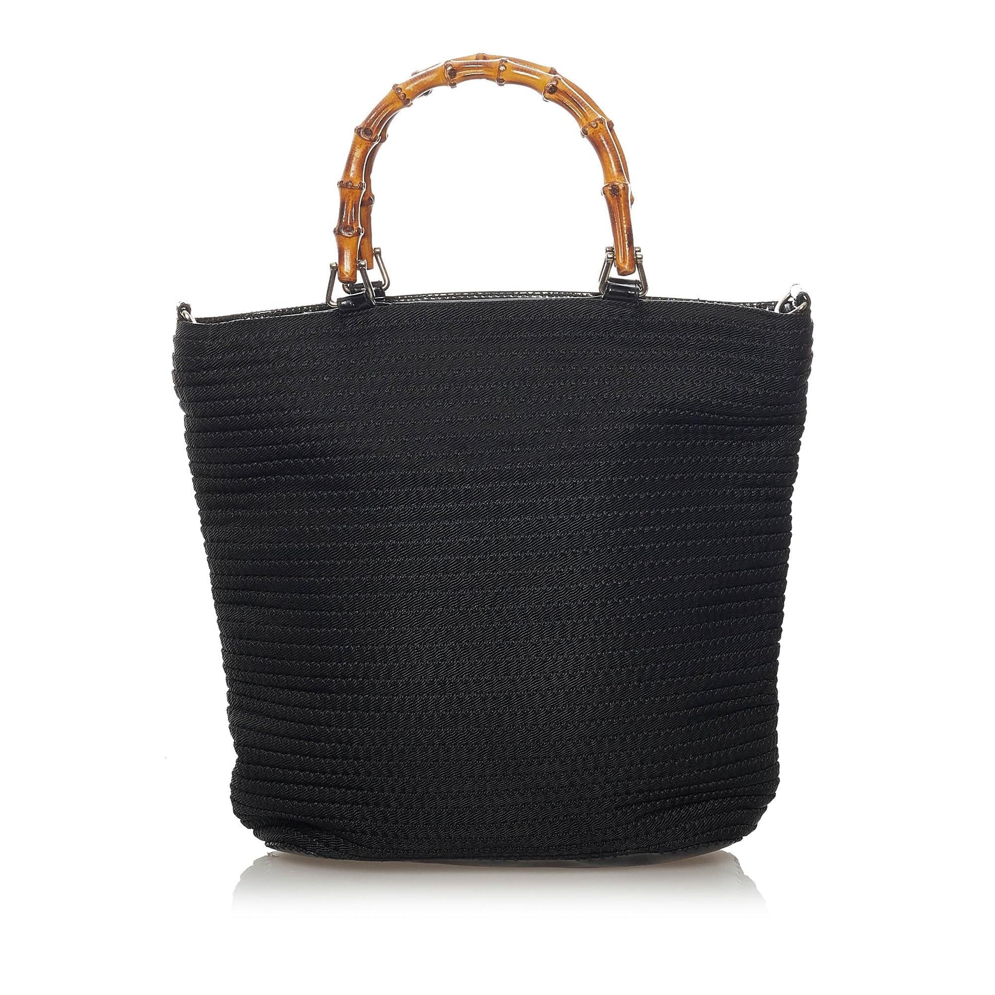 Gucci Bamboo SHG Canvas Black Tote Bag