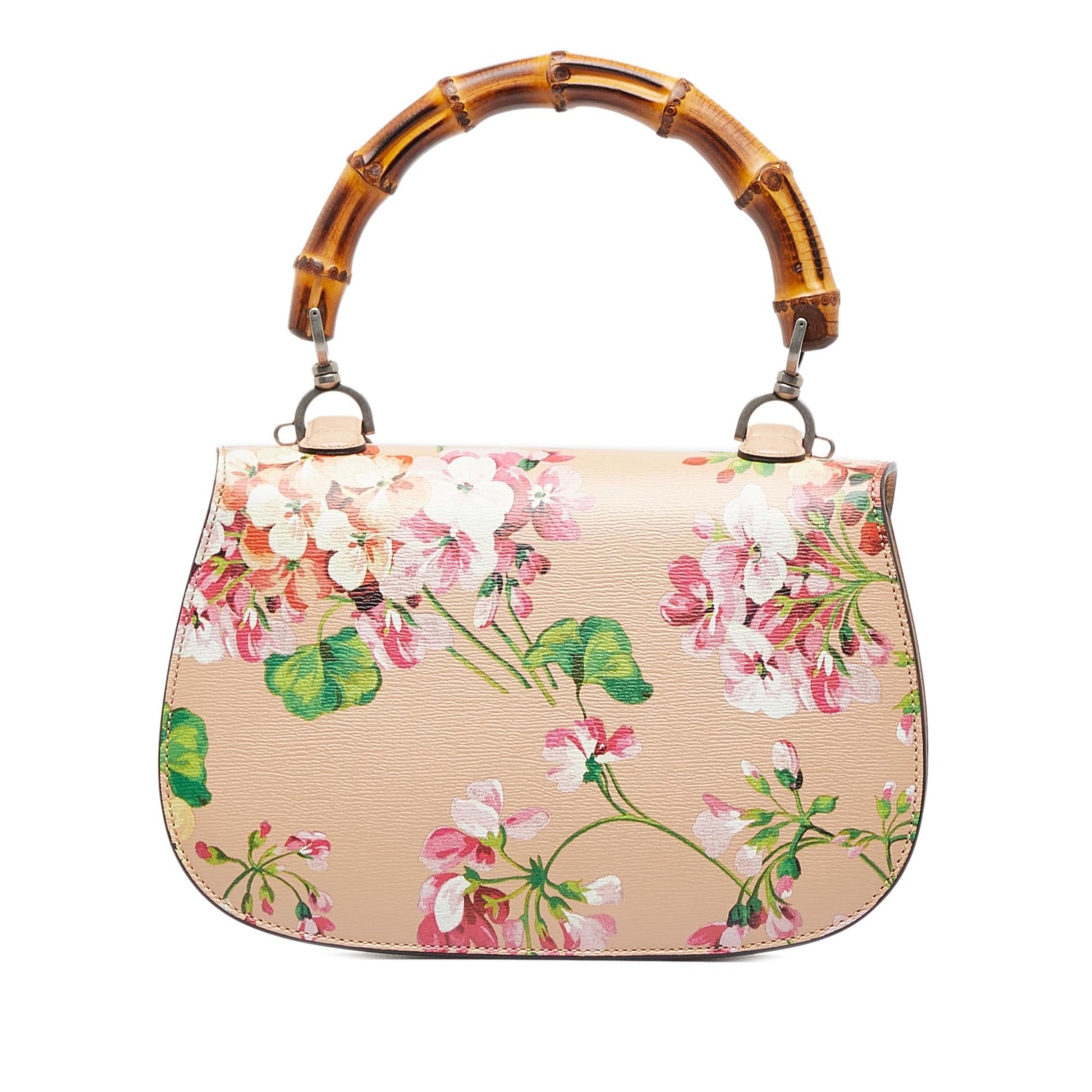 Gucci Bamboo Classic Blooms SHG-eLTiCC Calf Pink Top Handle Satchel Bag