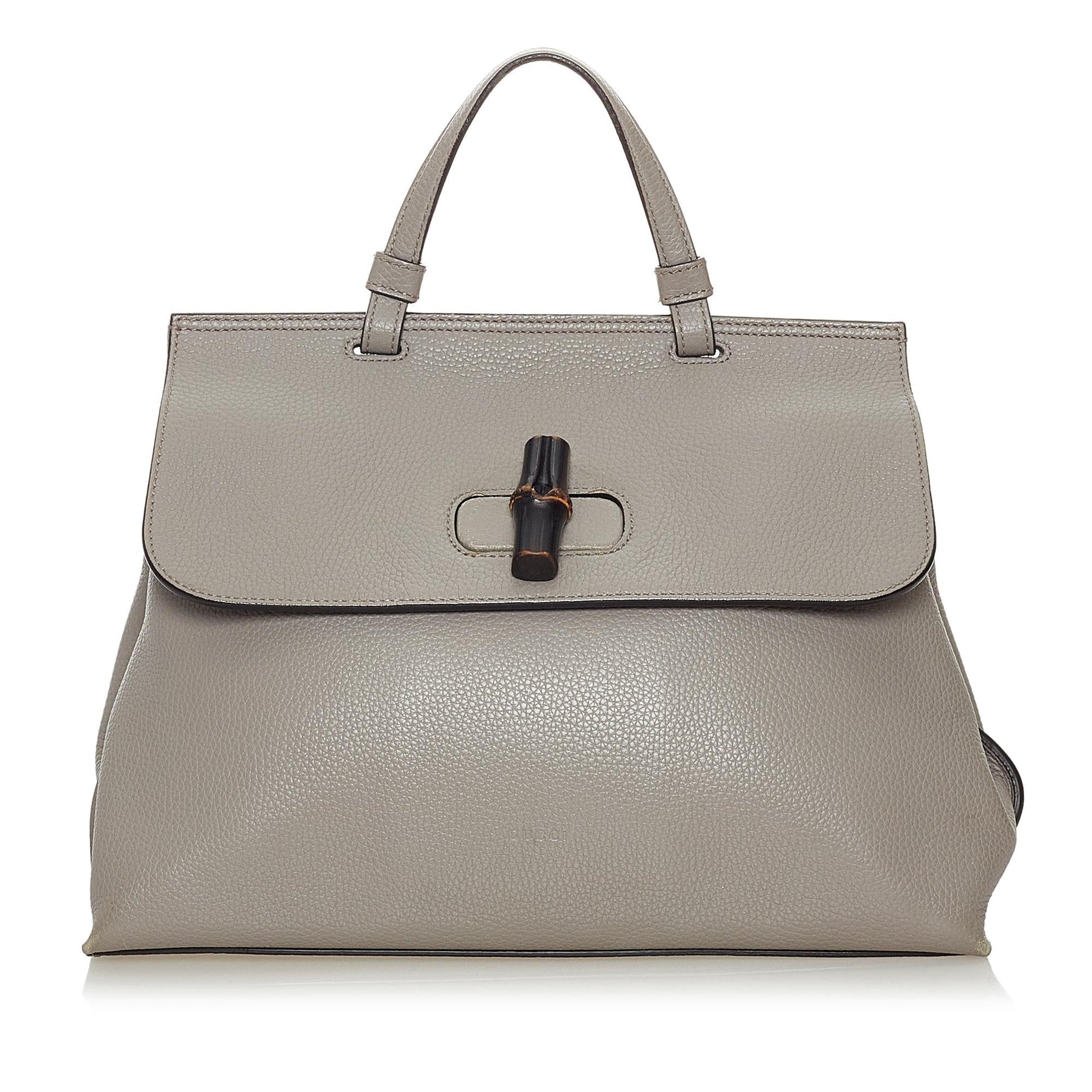 Gucci Bamboo Daily SHG Leather Calf Grey Satchel Bag Satchel Shg