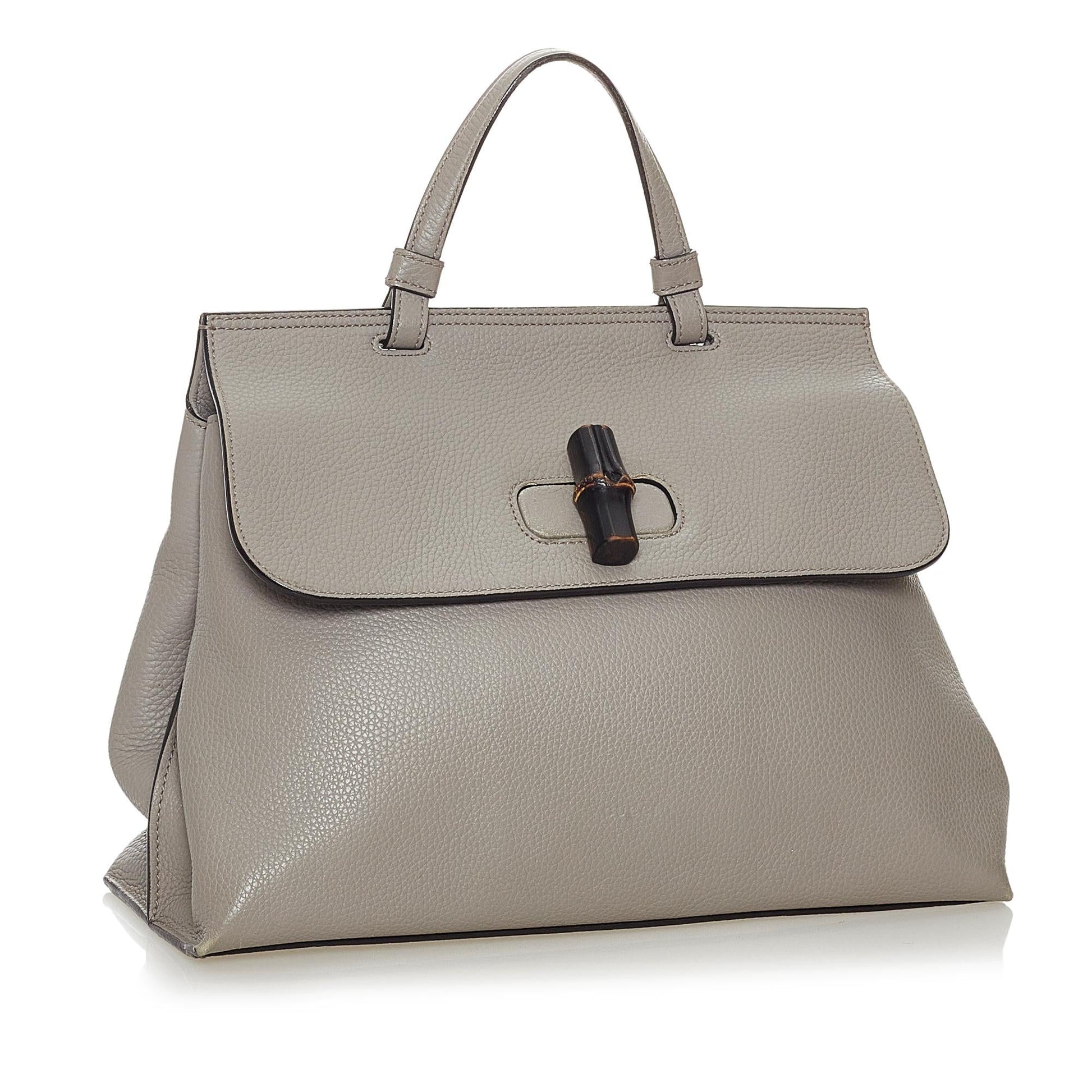Gucci Bamboo Daily SHG Leather Calf Grey Satchel Bag Satchel Shg
