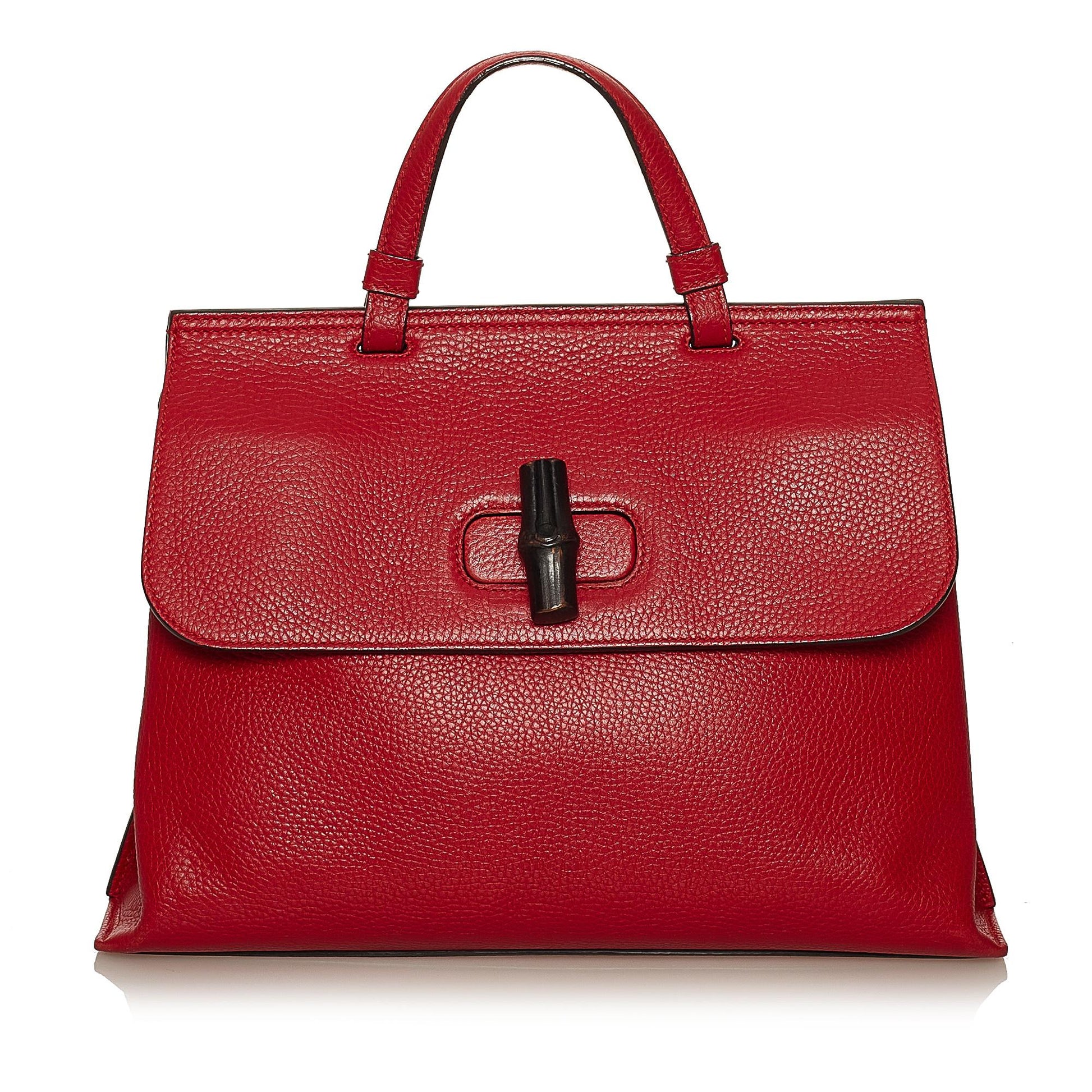 Gucci Bamboo Daily SHG Leather Calf Red Satchel Bag