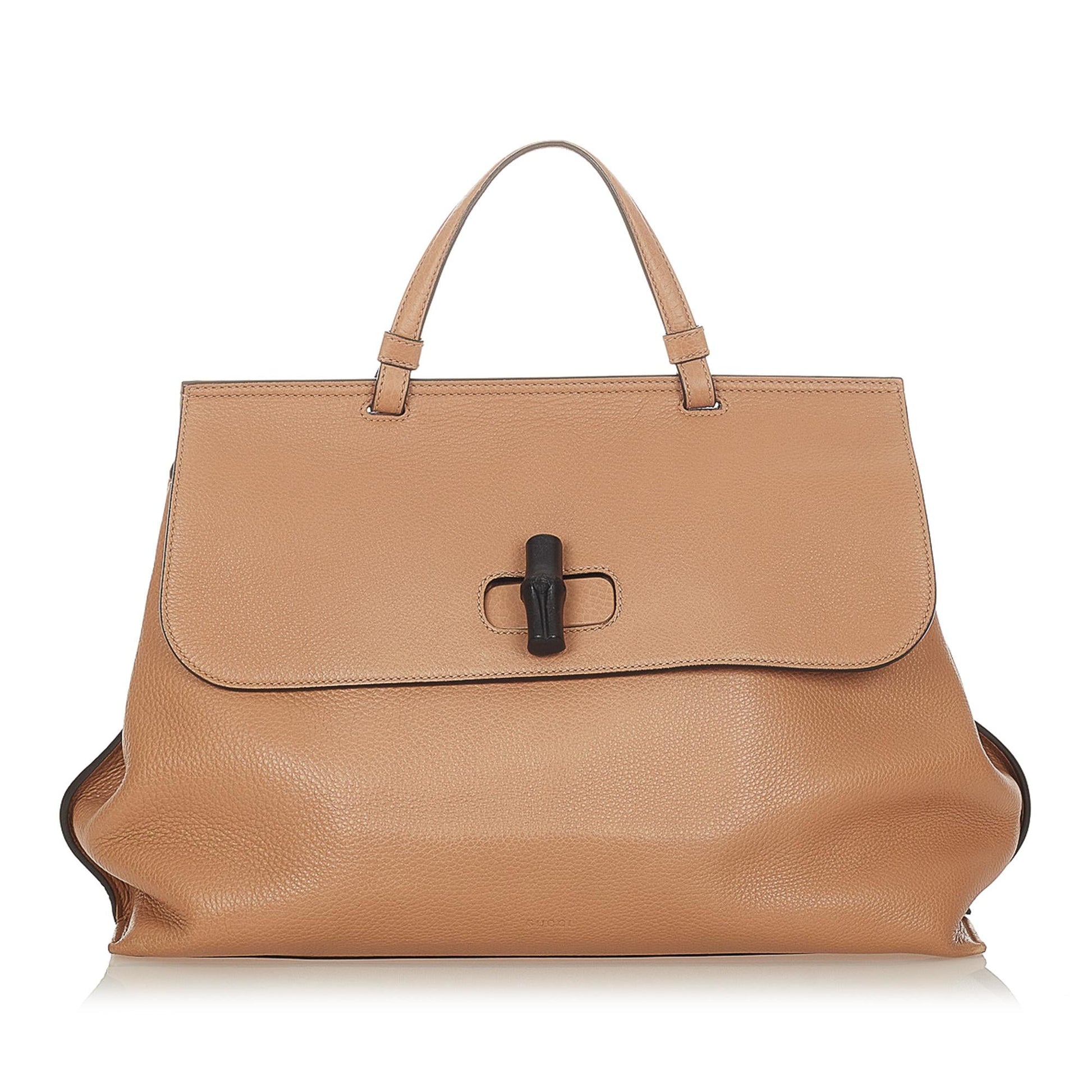 Gucci Bamboo Daily SHG Leather Calf Brown Satchel Bag 6