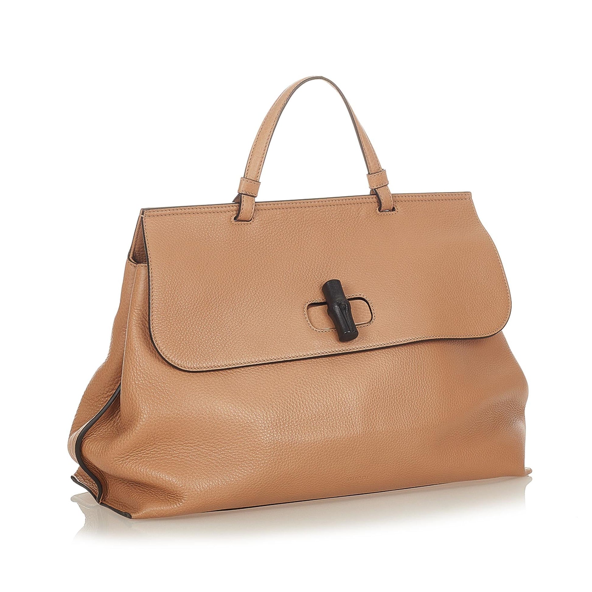 Gucci Bamboo Daily SHG Leather Calf Brown Satchel Bag 6