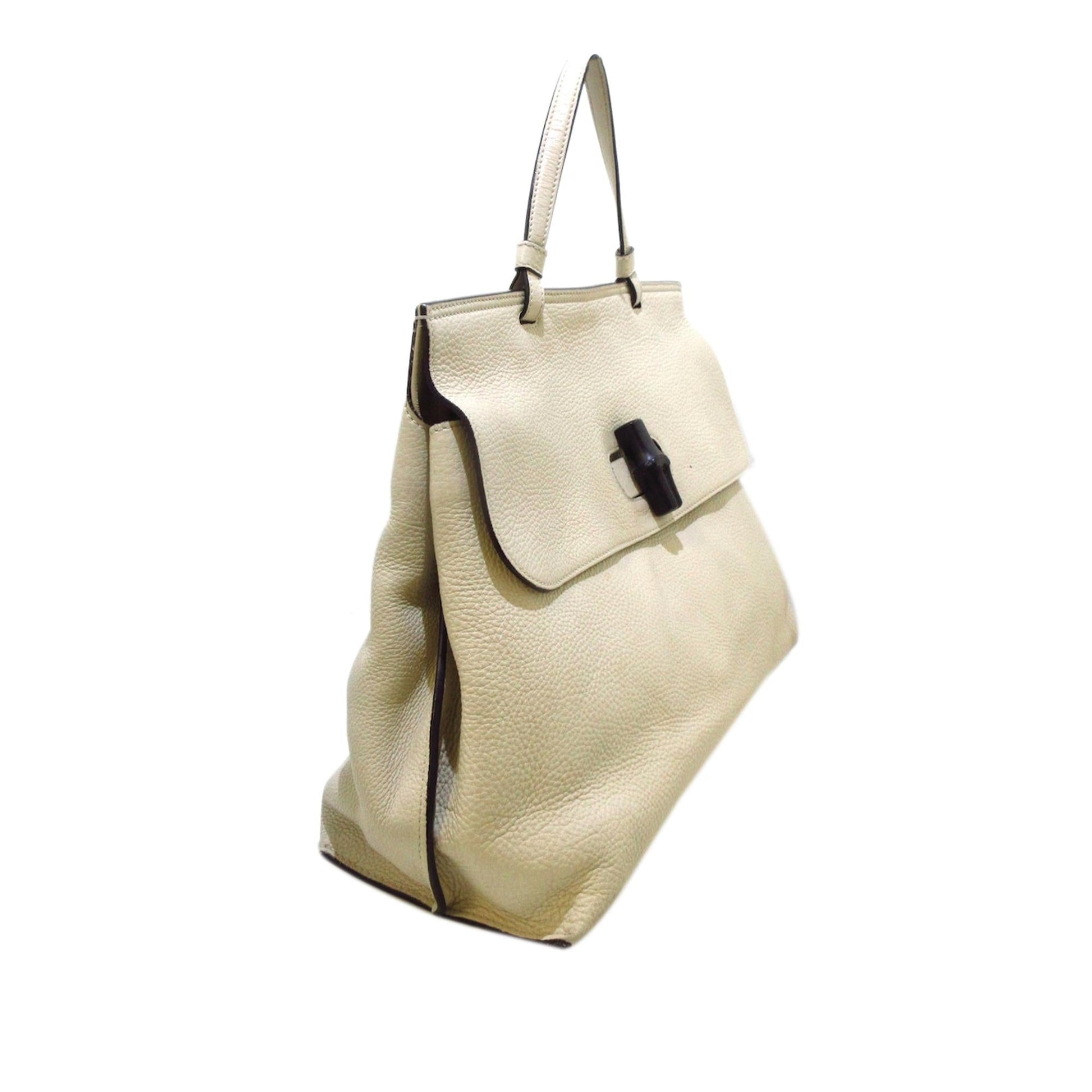 Gucci Bamboo Daily SHG Leather Calf White Satchel Bag Satchel Shg