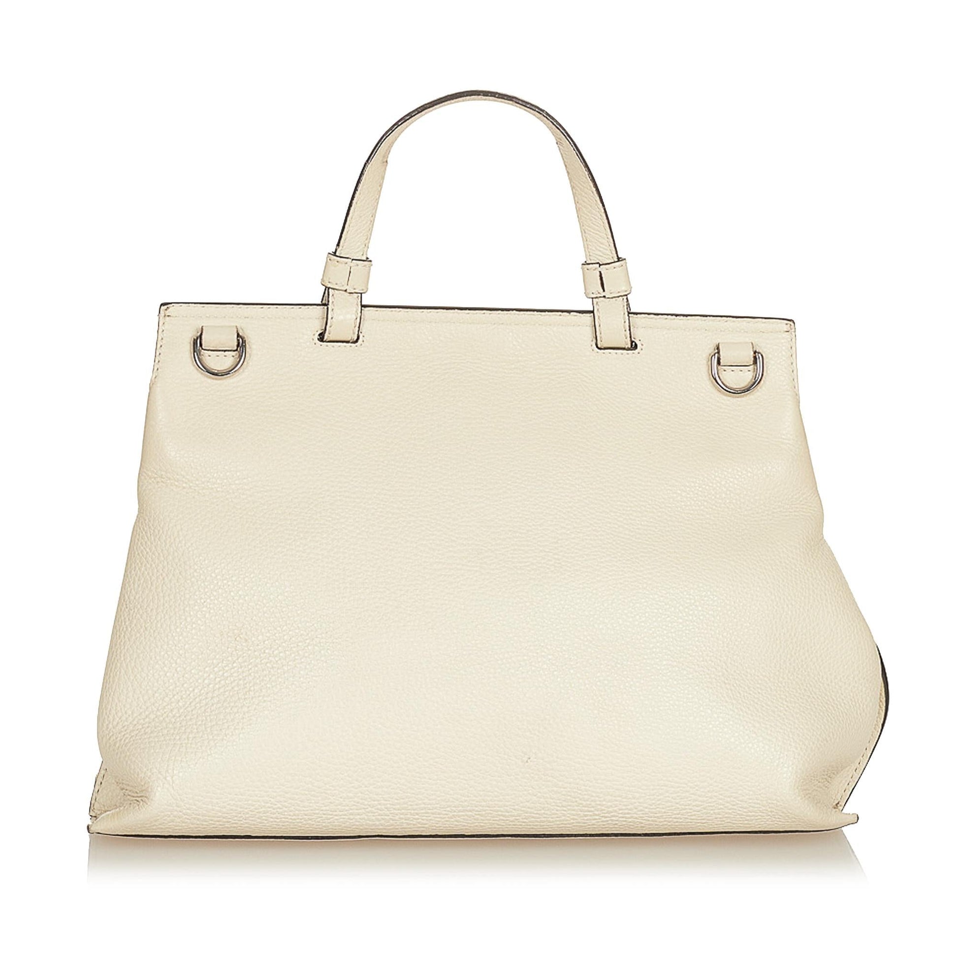 Gucci Bamboo Daily SHG Leather Calf White Satchel Bag 3