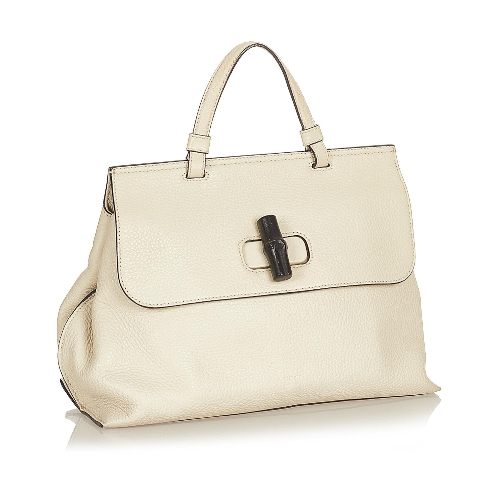 Gucci Bamboo Daily SHG Leather Calf White Satchel Bag 3