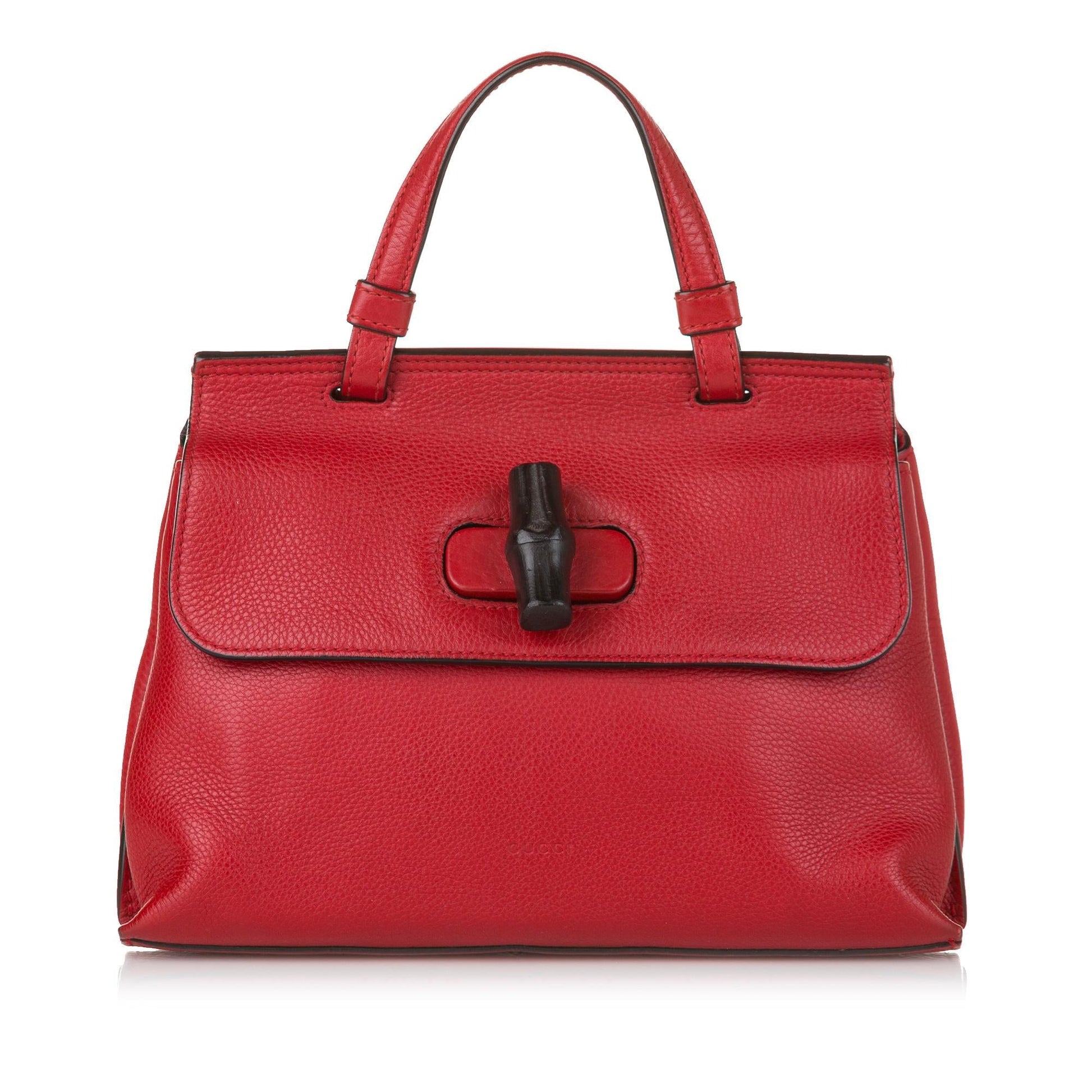 Gucci Bamboo Daily SHG-zZEndz Leather Calf Red Satchel Bag