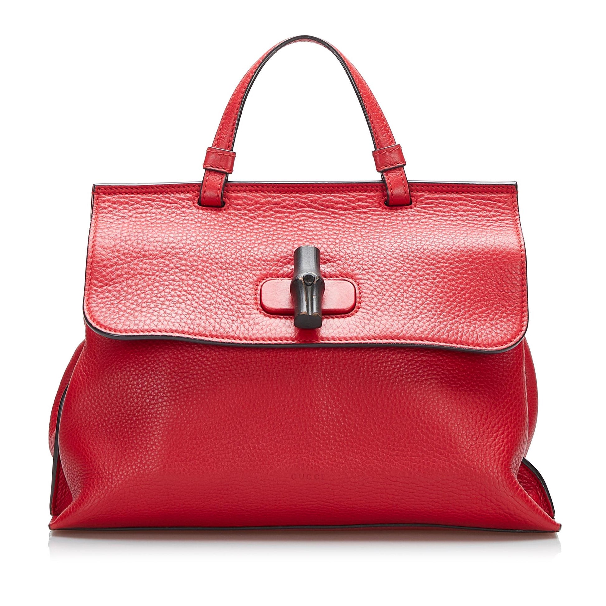 Gucci Bamboo Daily SHG-ymGp3u Calf Red Satchel Bag