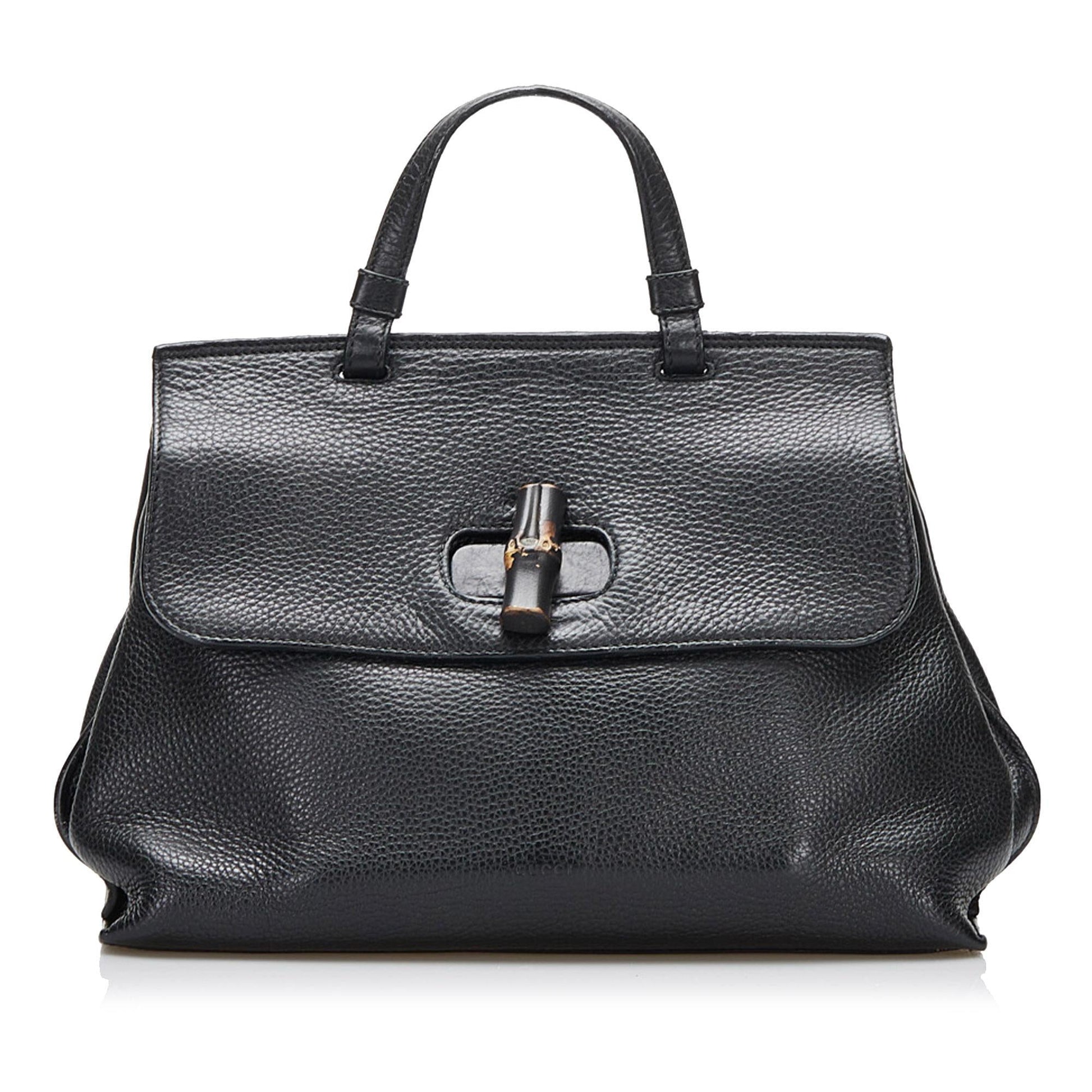 Gucci Bamboo Daily SHG-HOCpAI Calf Black Satchel Bag