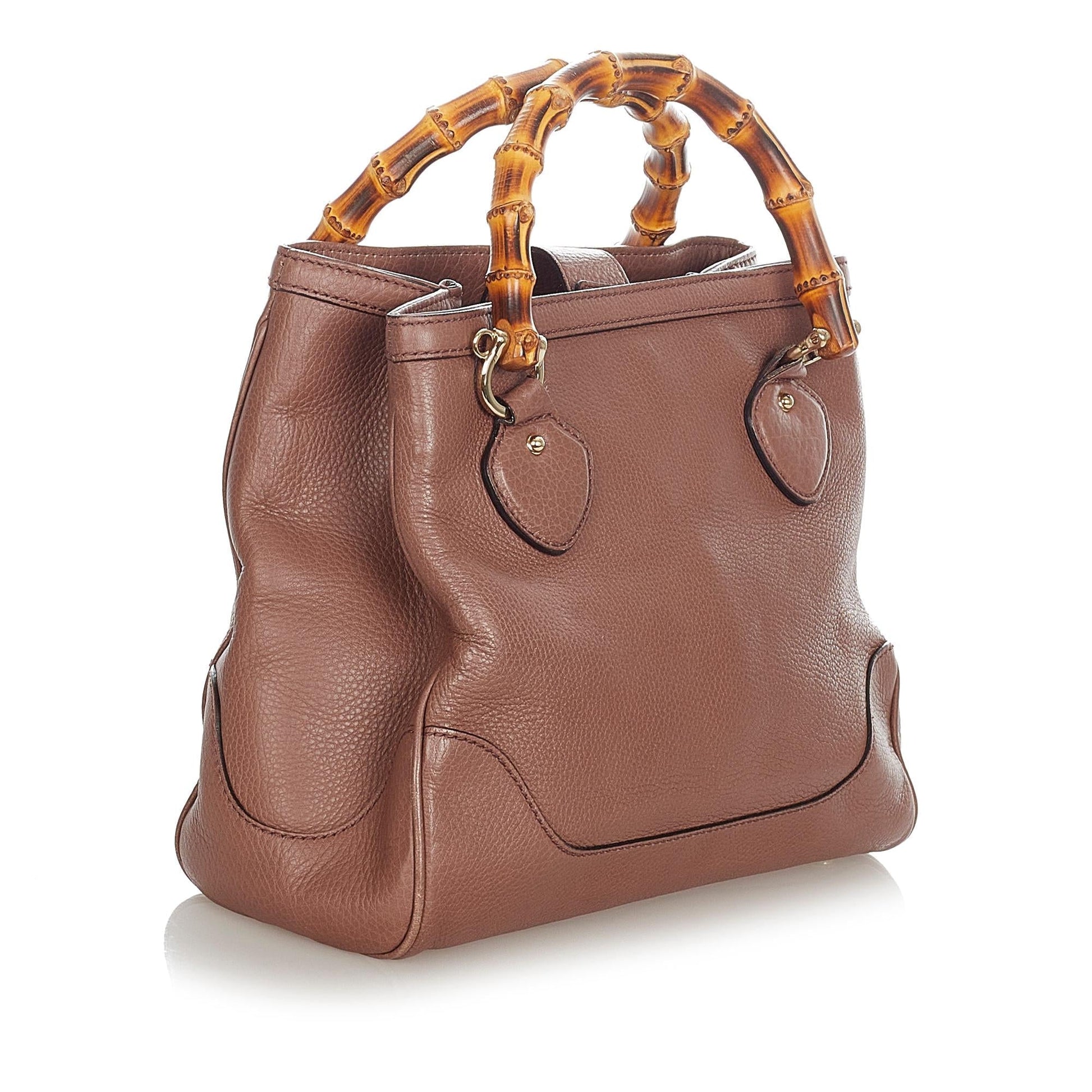 Gucci Bamboo Diana SHG Leather Calf Brown Satchel Bag