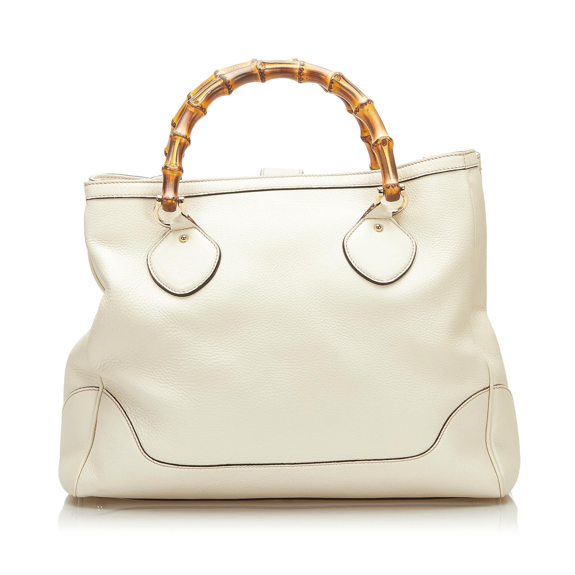 Gucci Bamboo Diana SHG Leather Calf White Tote Bag