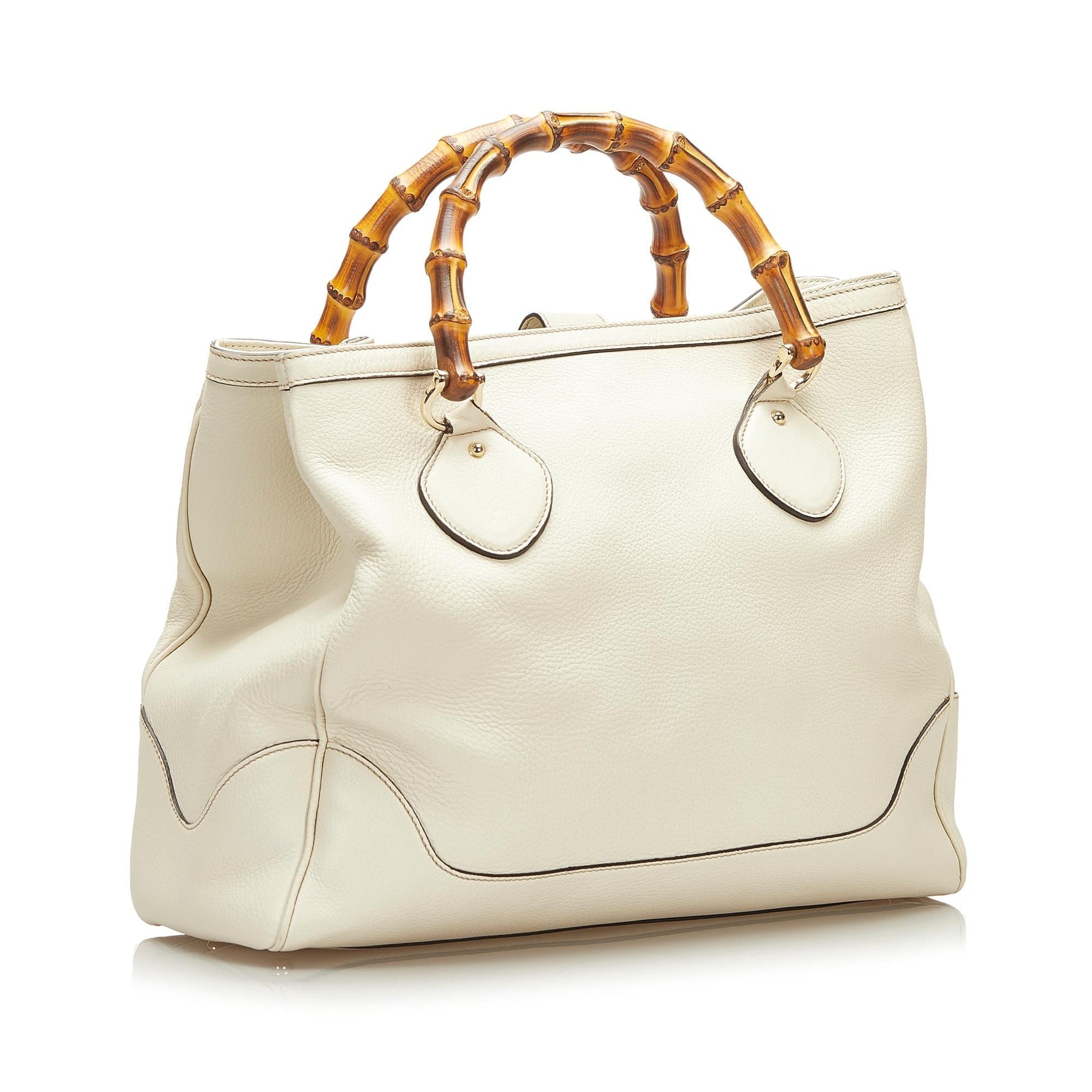 Gucci Bamboo Diana SHG Leather Calf White Tote Bag
