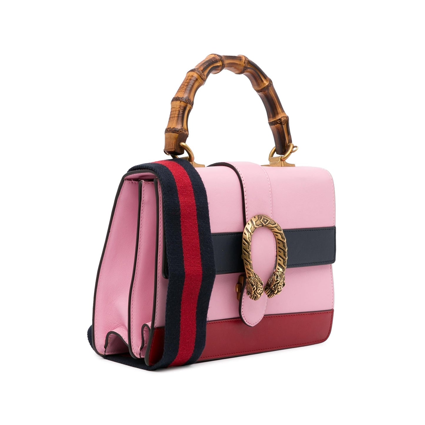 Gucci Bamboo Dionysus Web SHG-MxKNUM Calf Pink Satchel Bag