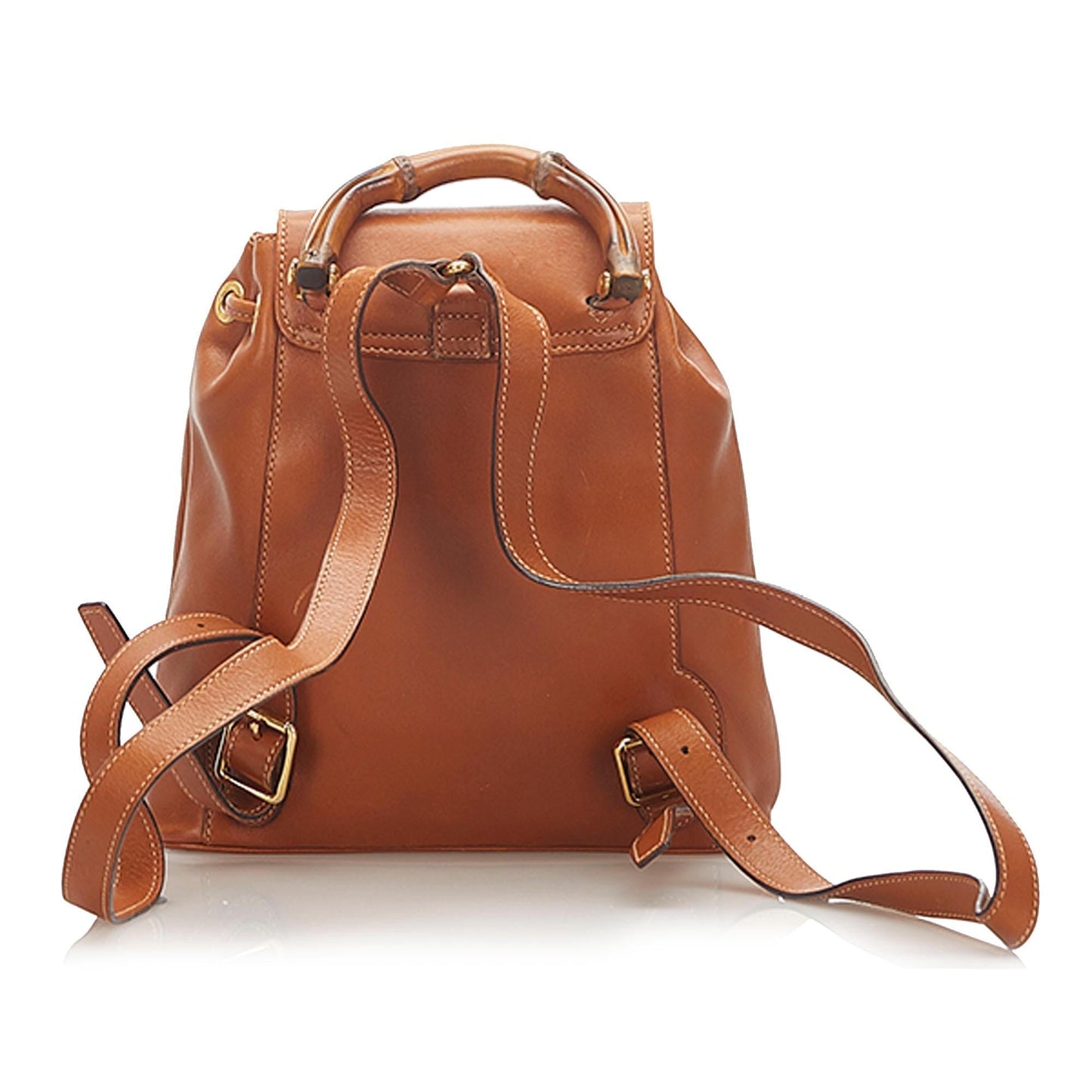 Gucci Bamboo Drawstring Backpack SHG Leather Calf Brown Jewelry 5