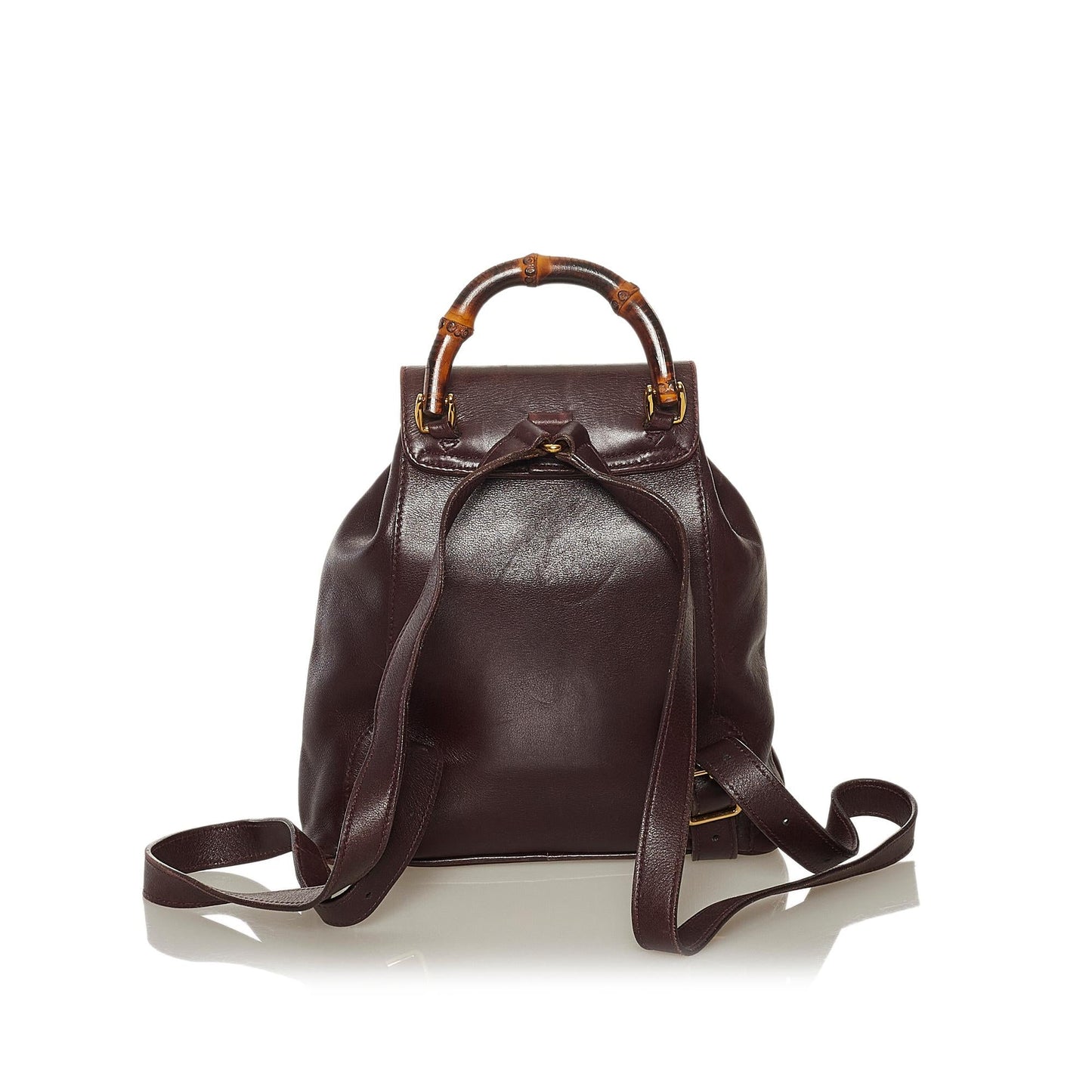 Gucci Bamboo Drawstring Backpack SHG Leather Calf Brown Jewelry Backpack Shg