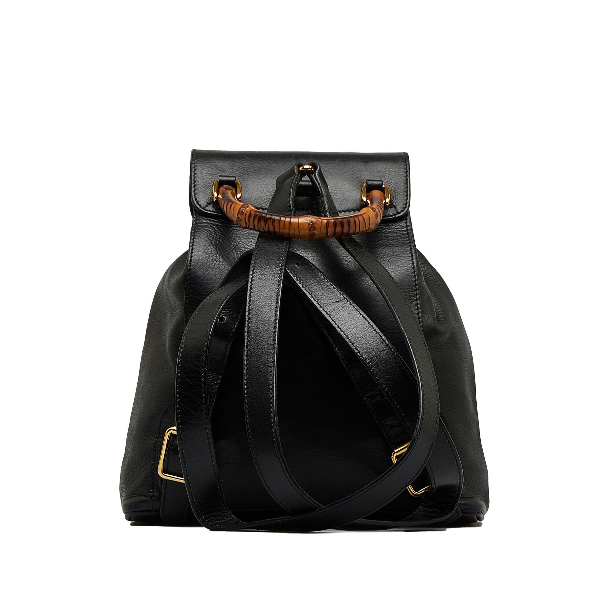 Gucci Bamboo Drawstring Backpack SHG-quqvrC Leather Calf Black Jewelry