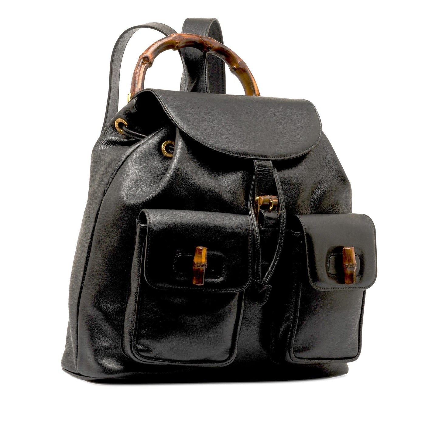Gucci Bamboo Drawstring Backpack SHG-b7jhdk Leather Calf Black Jewelry