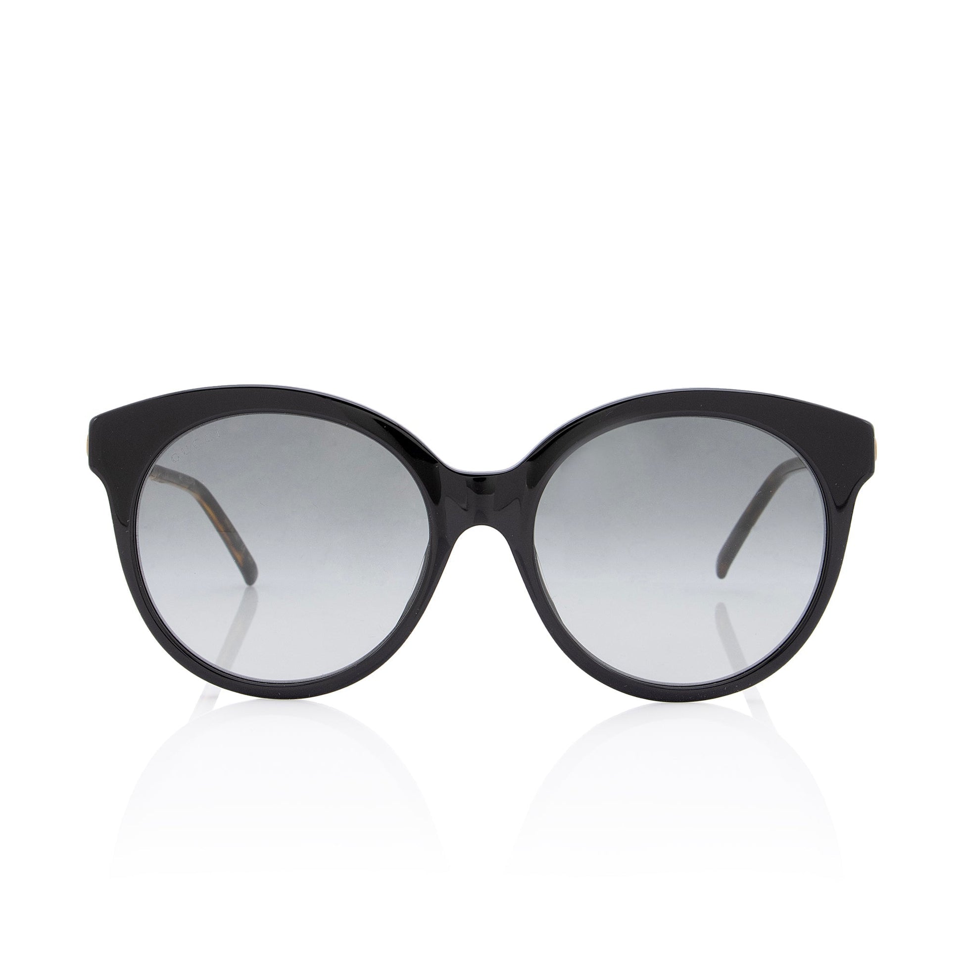 Gucci Bamboo Effect Interlocking G Round Black Brown Gold Accessory