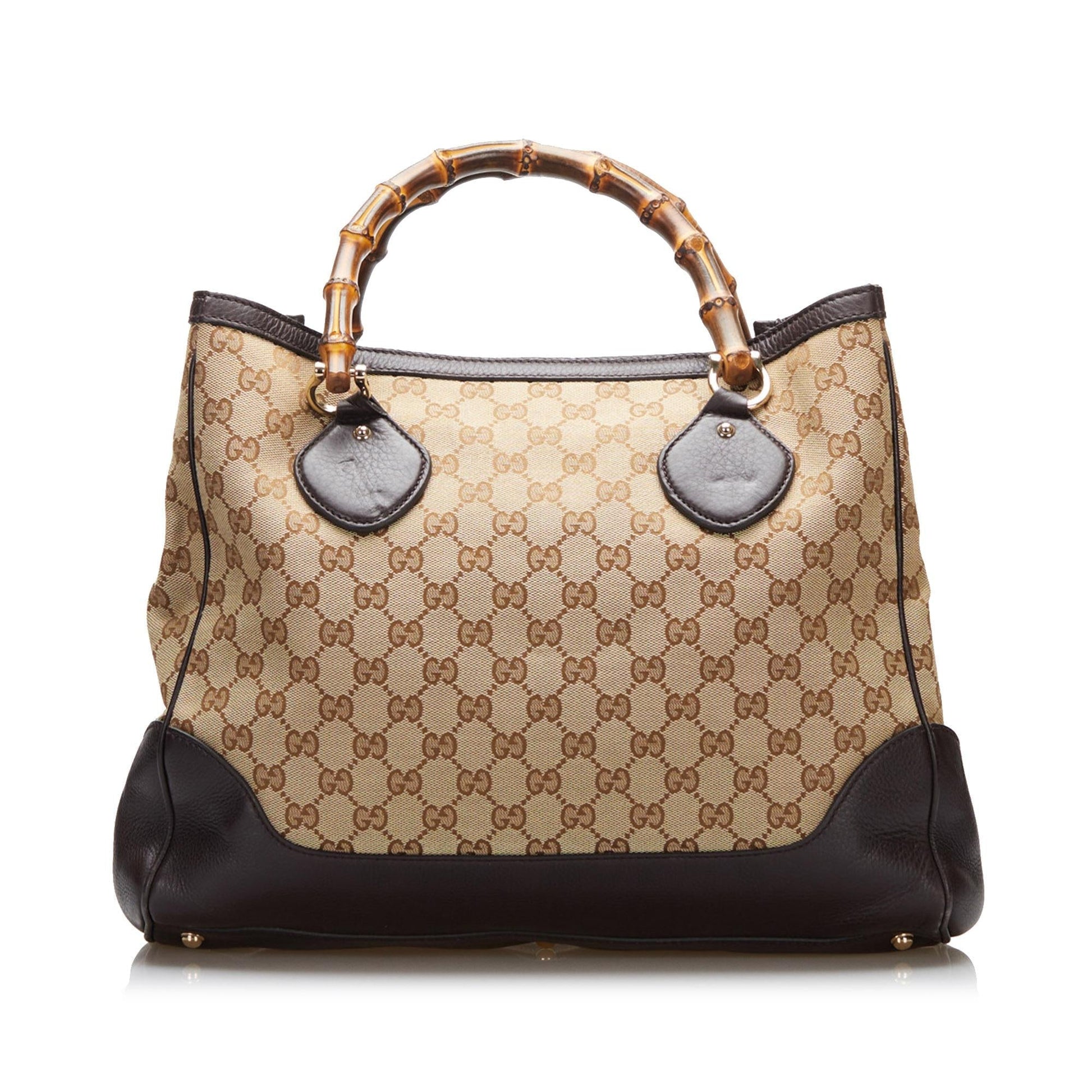 Gucci Bamboo GG Diana SHG-z4bsLw Canvas Calf Brown Tote Bag