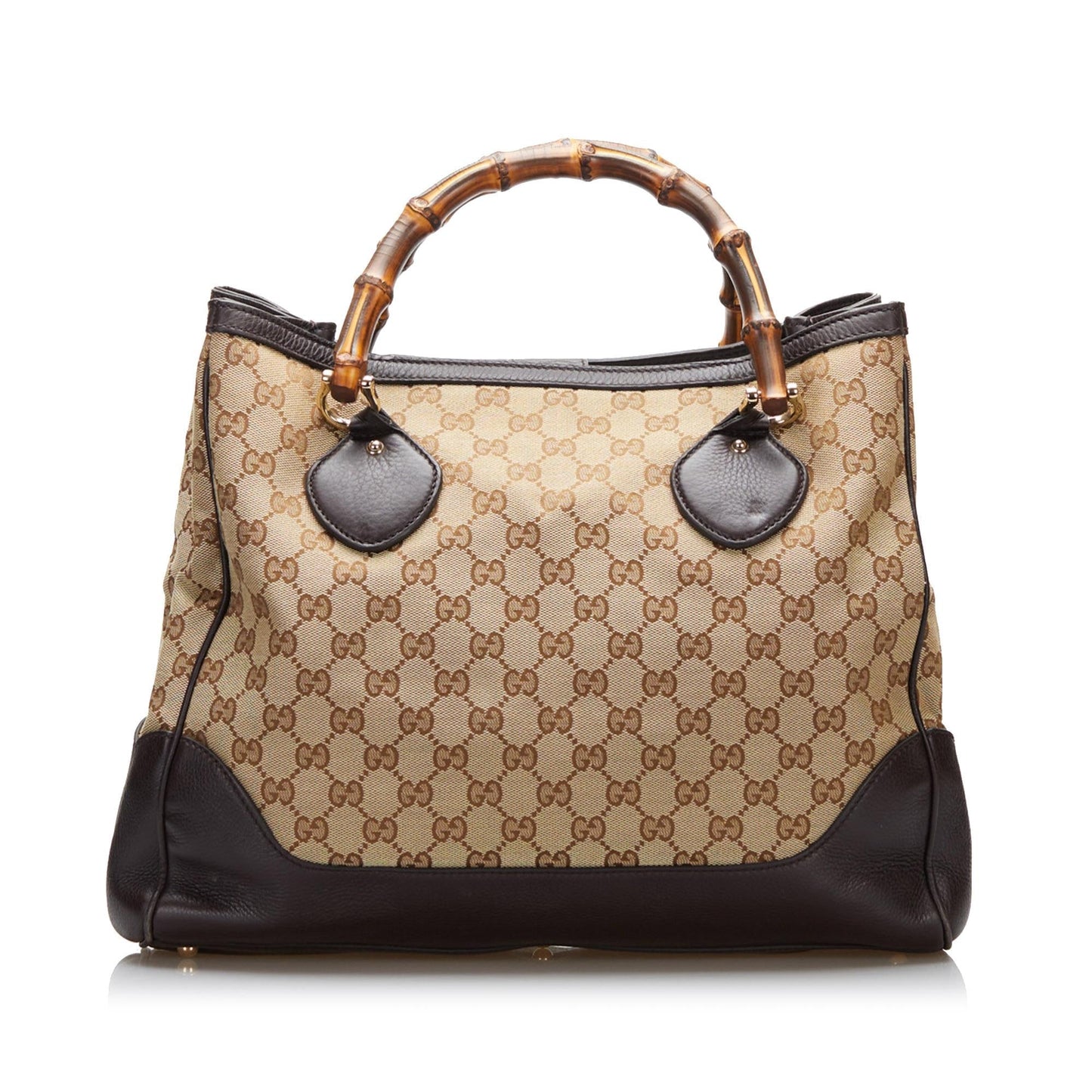 Gucci Bamboo GG Diana SHG-z4bsLw Canvas Calf Brown Tote Bag
