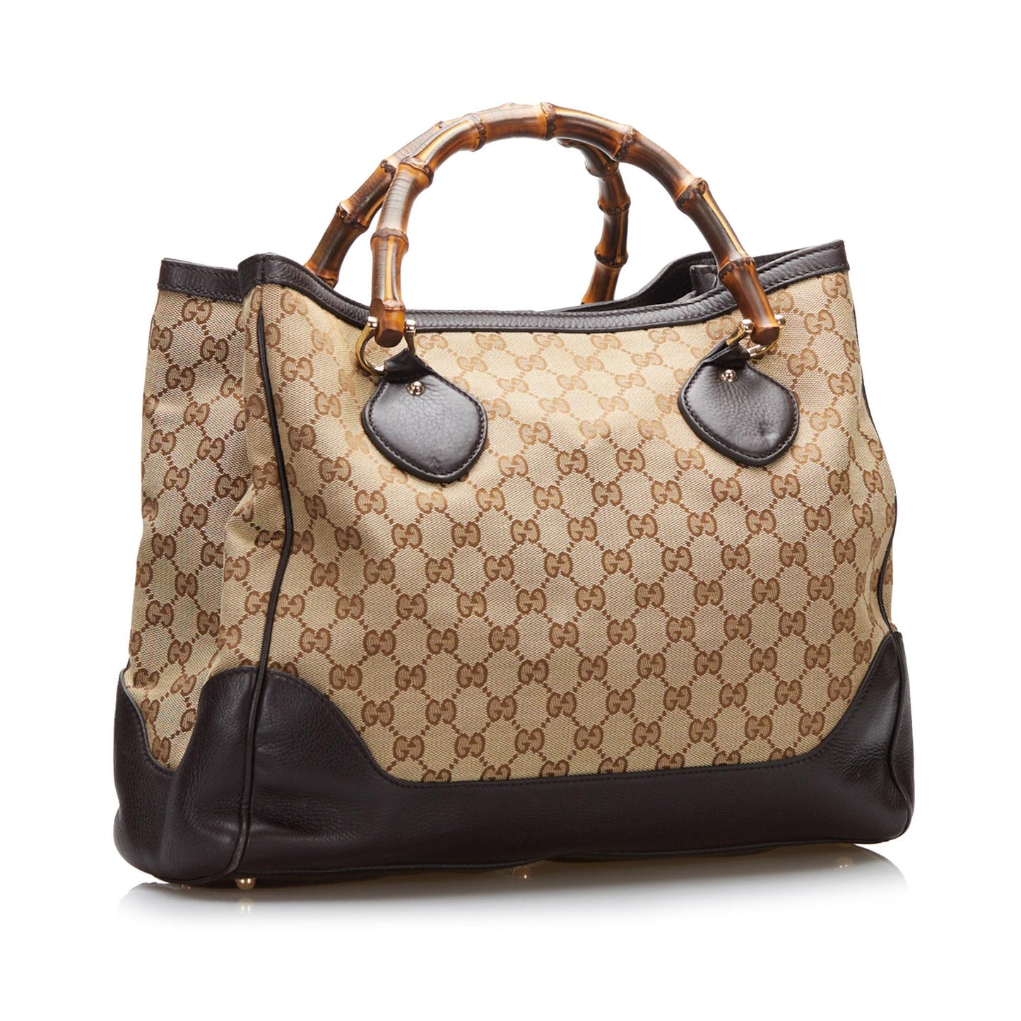 Gucci Bamboo GG Diana SHG-z4bsLw Canvas Calf Brown Tote Bag