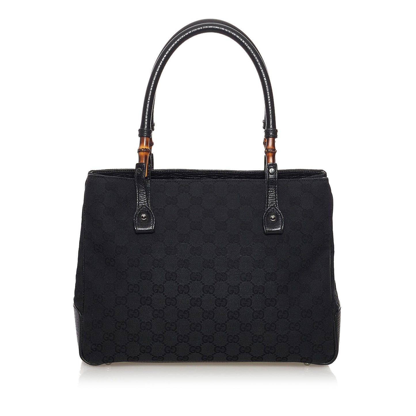 Gucci Bamboo GG SHG-oMcH0c Canvas Black Satchel Bag