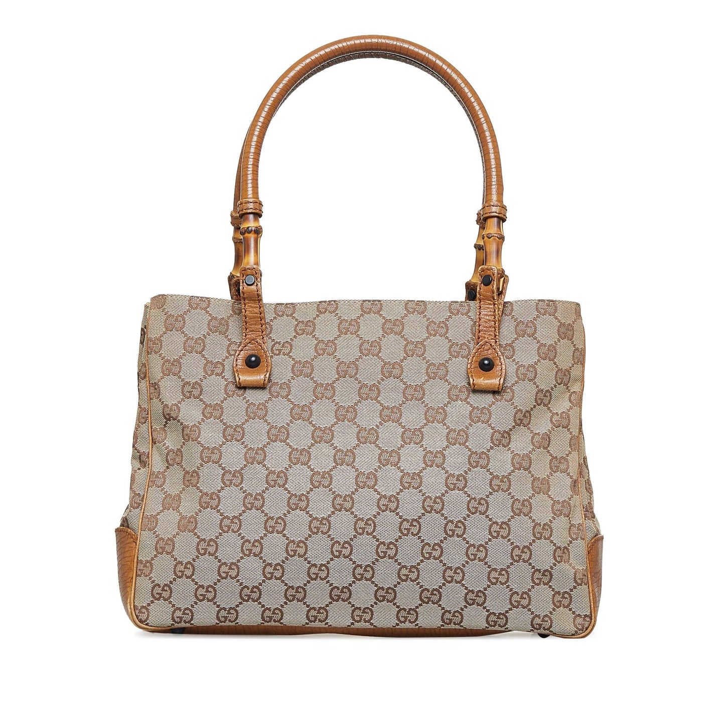 Gucci Bamboo GG SHG-uWy0rY Canvas Calf Brown Satchel Bag
