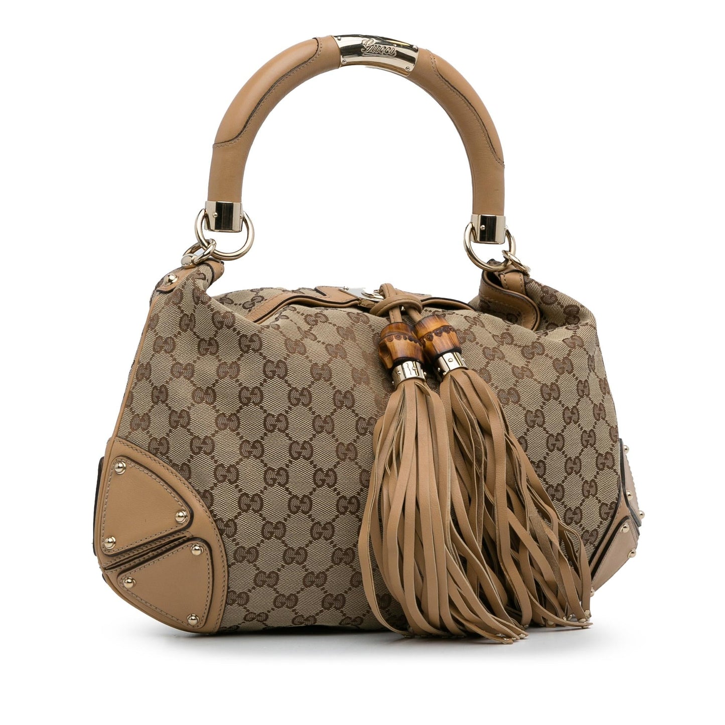 Gucci Bamboo GG Indy SHG-XsNWx4 Canvas Calf Brown Shoulder Bag