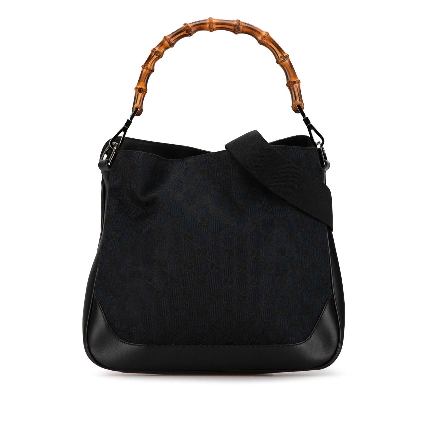 Gucci Bamboo GG SHG-gPmmq9 Canvas Calf Black Satchel Bag
