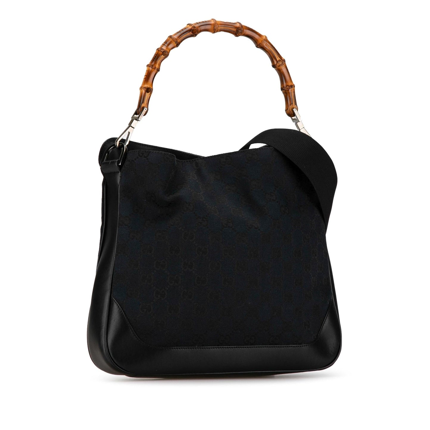 Gucci Bamboo GG SHG-gPmmq9 Canvas Calf Black Satchel Bag