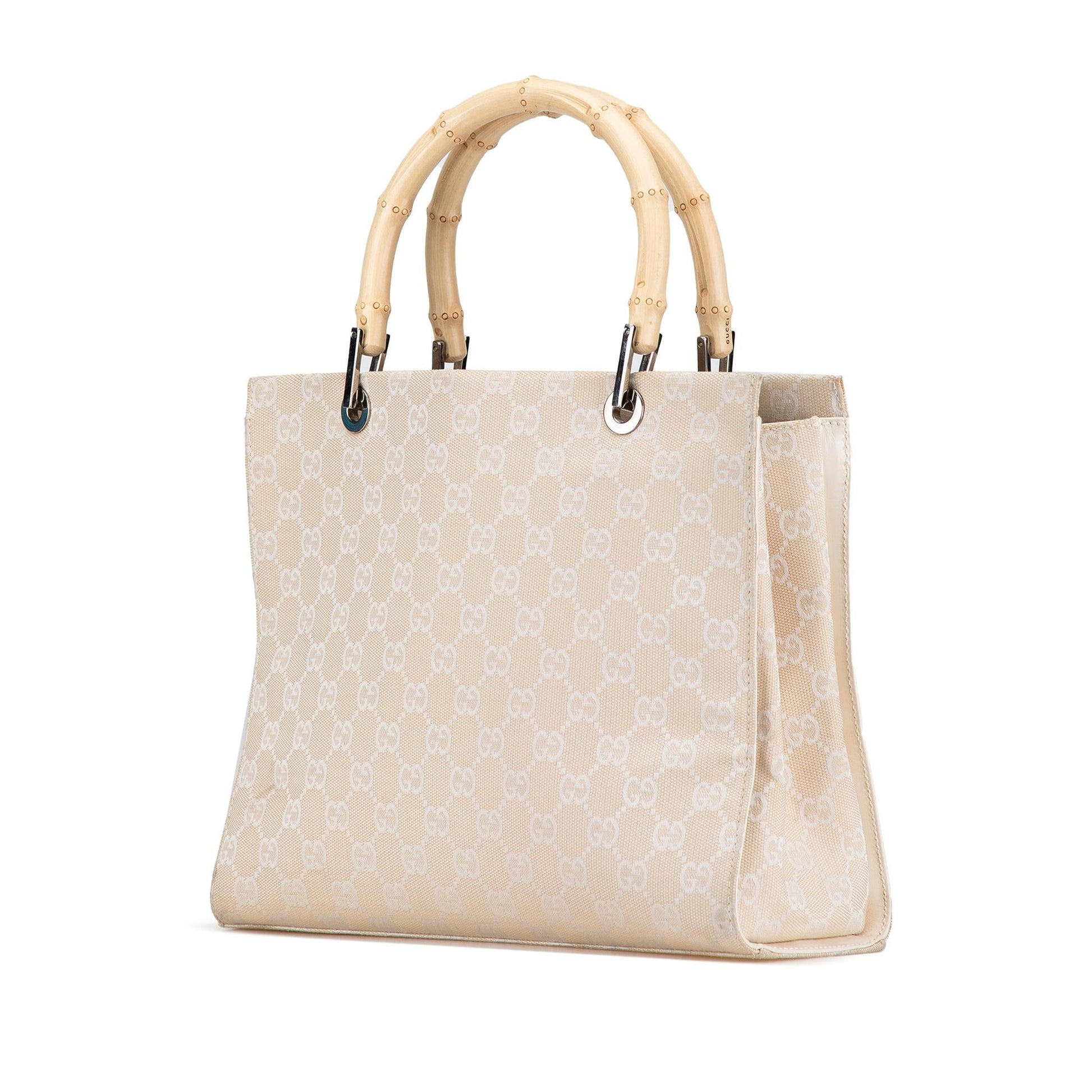 Gucci Bamboo GG SHG-hlGu6W Canvas Gold Satchel Bag