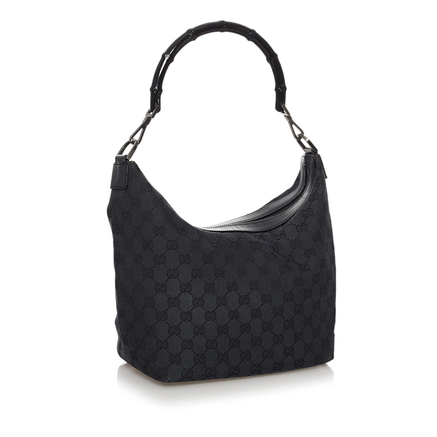 Gucci Bamboo GG SHG Canvas Black Shoulder Bag