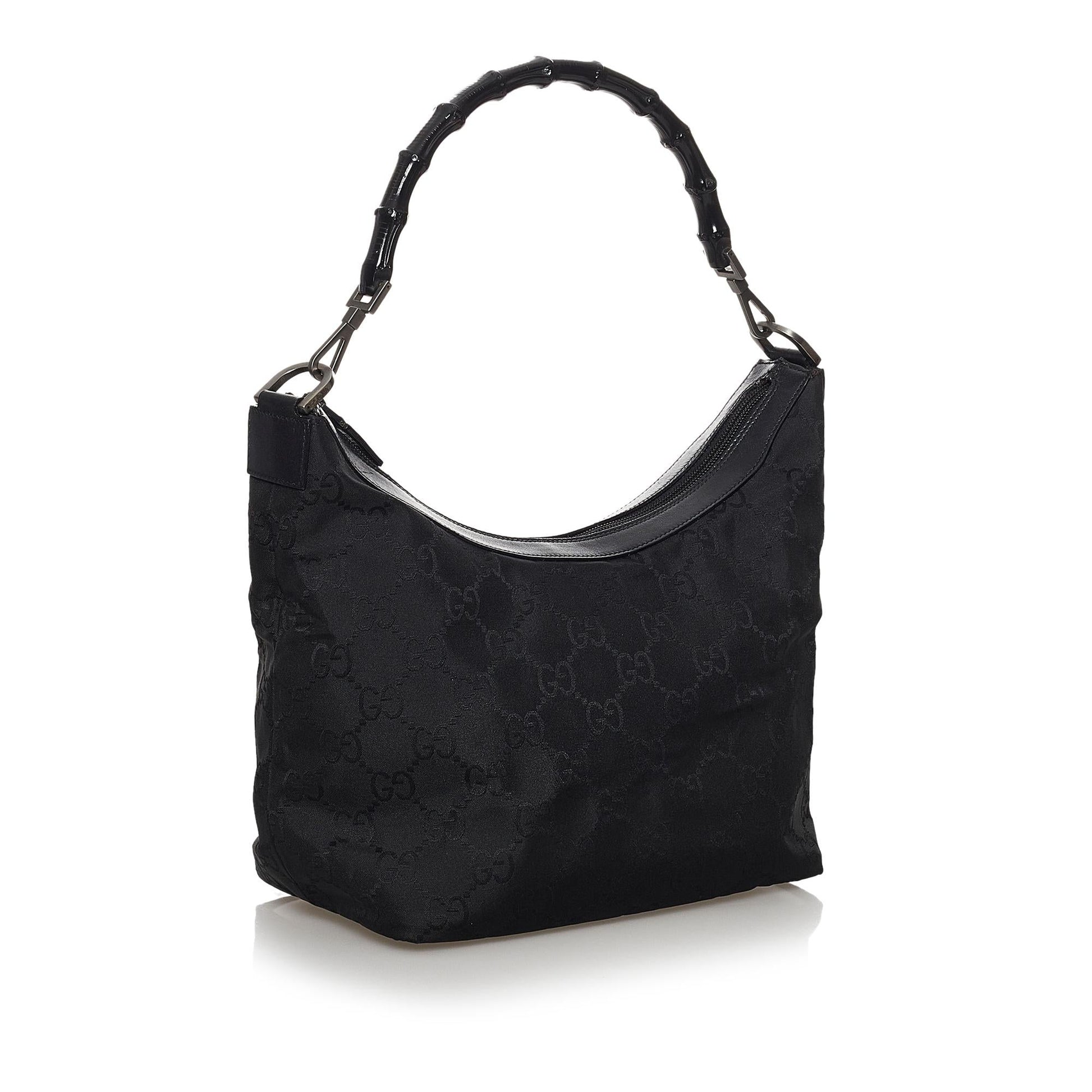 Gucci Bamboo GG SHG Canvas Black Shoulder Bag Bag Shg