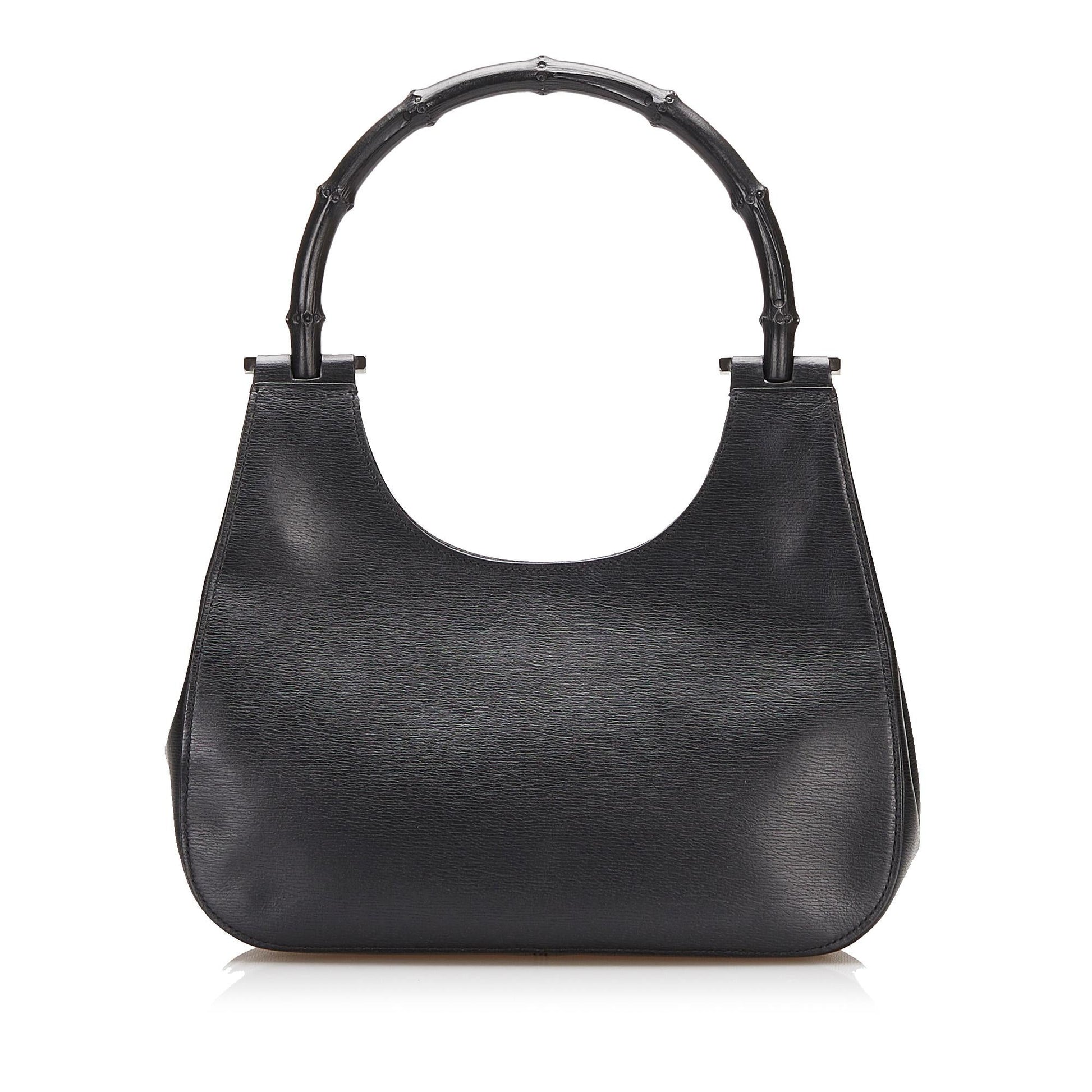 Gucci Bamboo SHG-HjOVeK Calf Black Satchel Bag