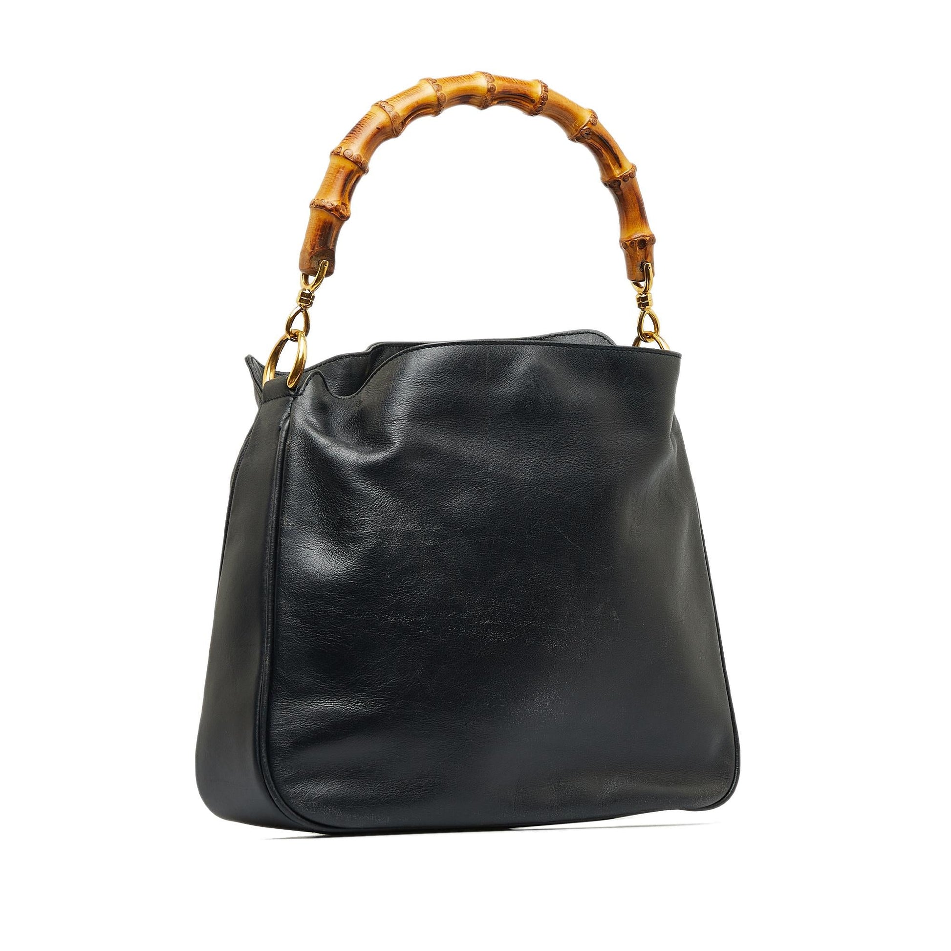 Gucci Bamboo SHG-sEAta4 Calf Black Satchel Bag