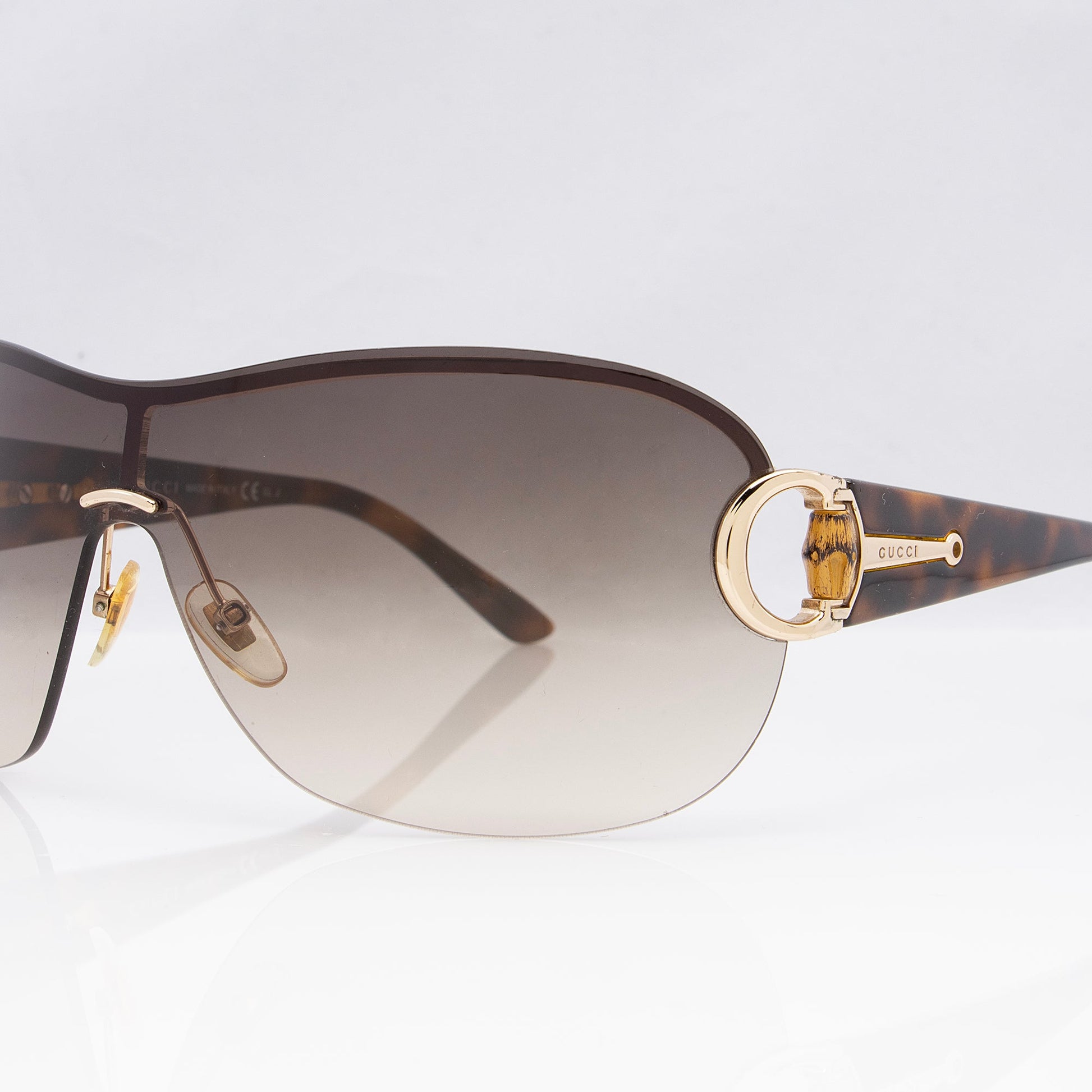 Gucci Bamboo Horsebit Sunglasses SHF Brown Gold Accessory