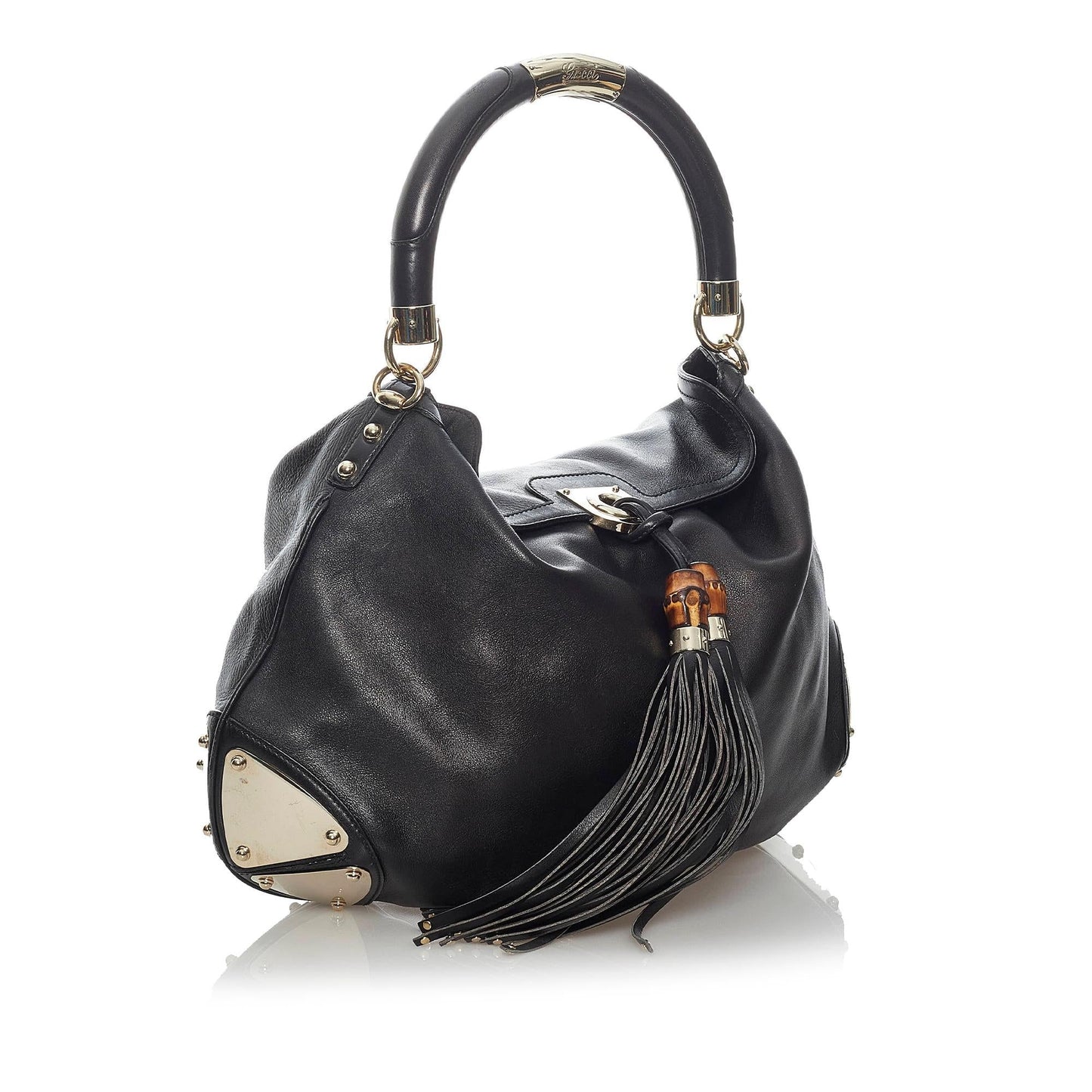 Gucci Bamboo Indy SHG Leather Calf Black Shoulder Bag