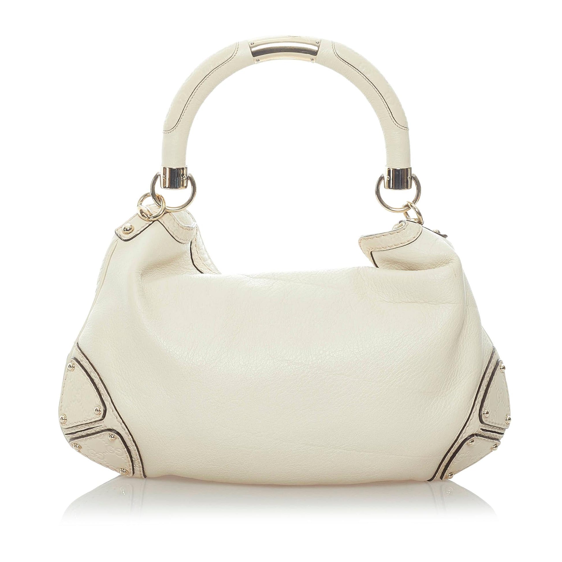 Gucci Bamboo Indy SHG Leather Calf White Satchel Bag