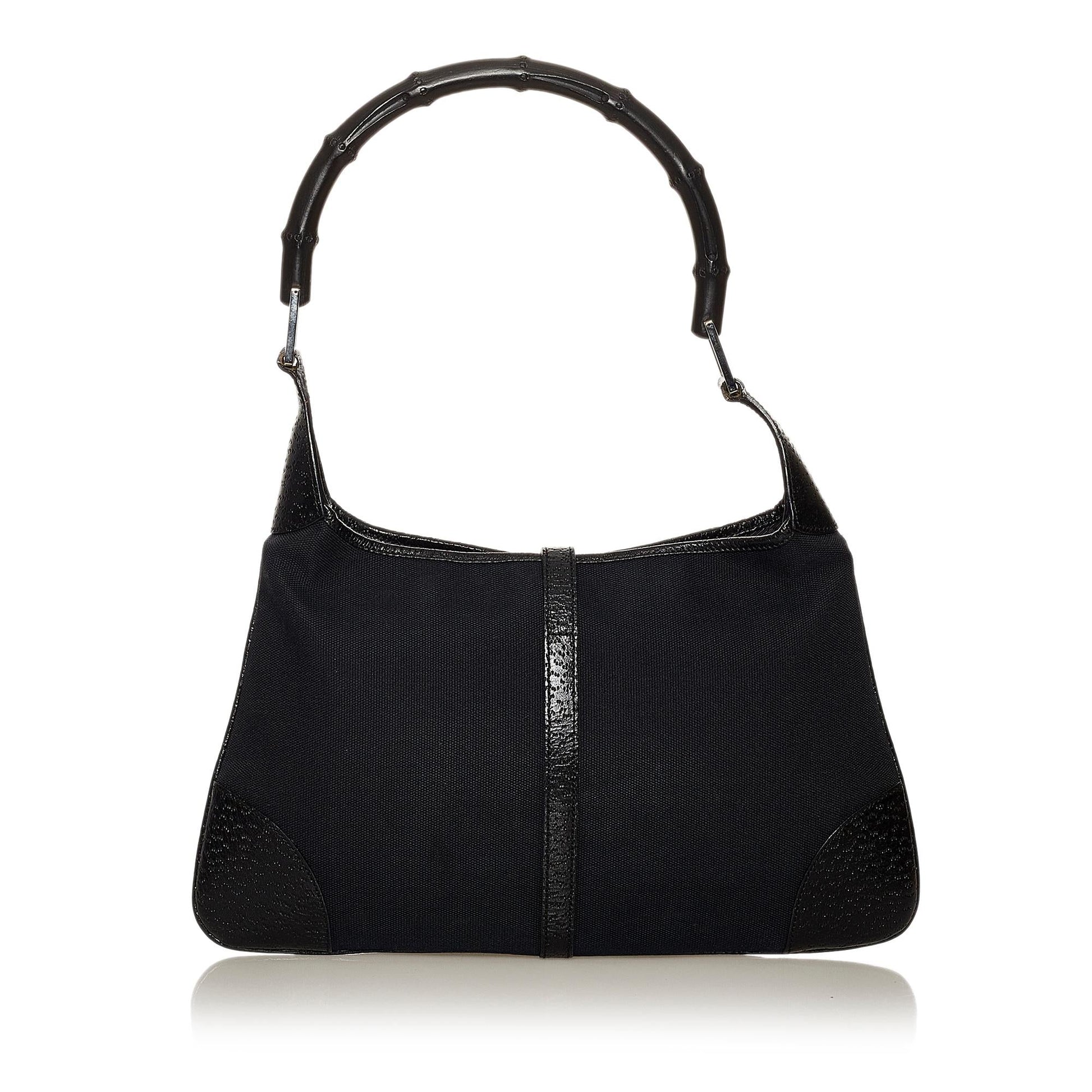 Gucci Bamboo Jackie SHG Canvas Calf Blue Satchel Bag