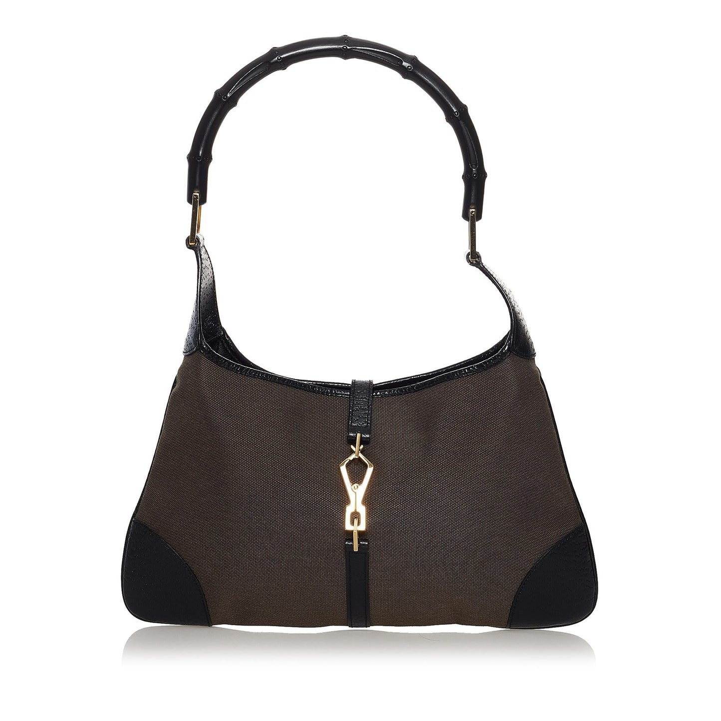 Gucci Bamboo Jackie SHG Canvas Black Grey Shoulder Bag