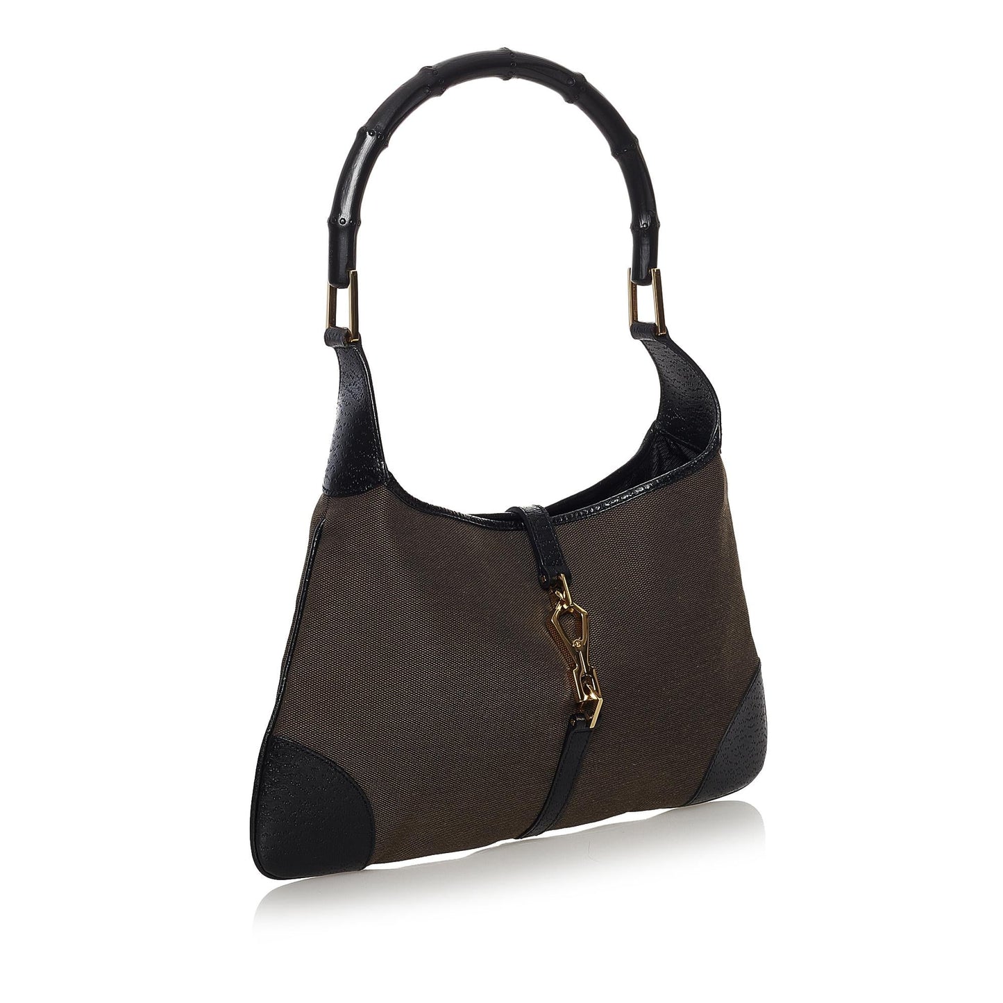 Gucci Bamboo Jackie SHG Canvas Black Grey Shoulder Bag