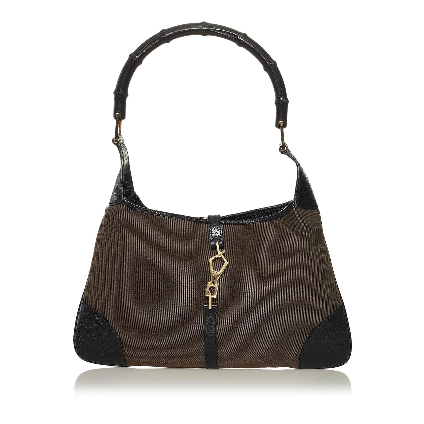 Gucci Bamboo Jackie SHG Canvas Black Brown Shoulder Bag