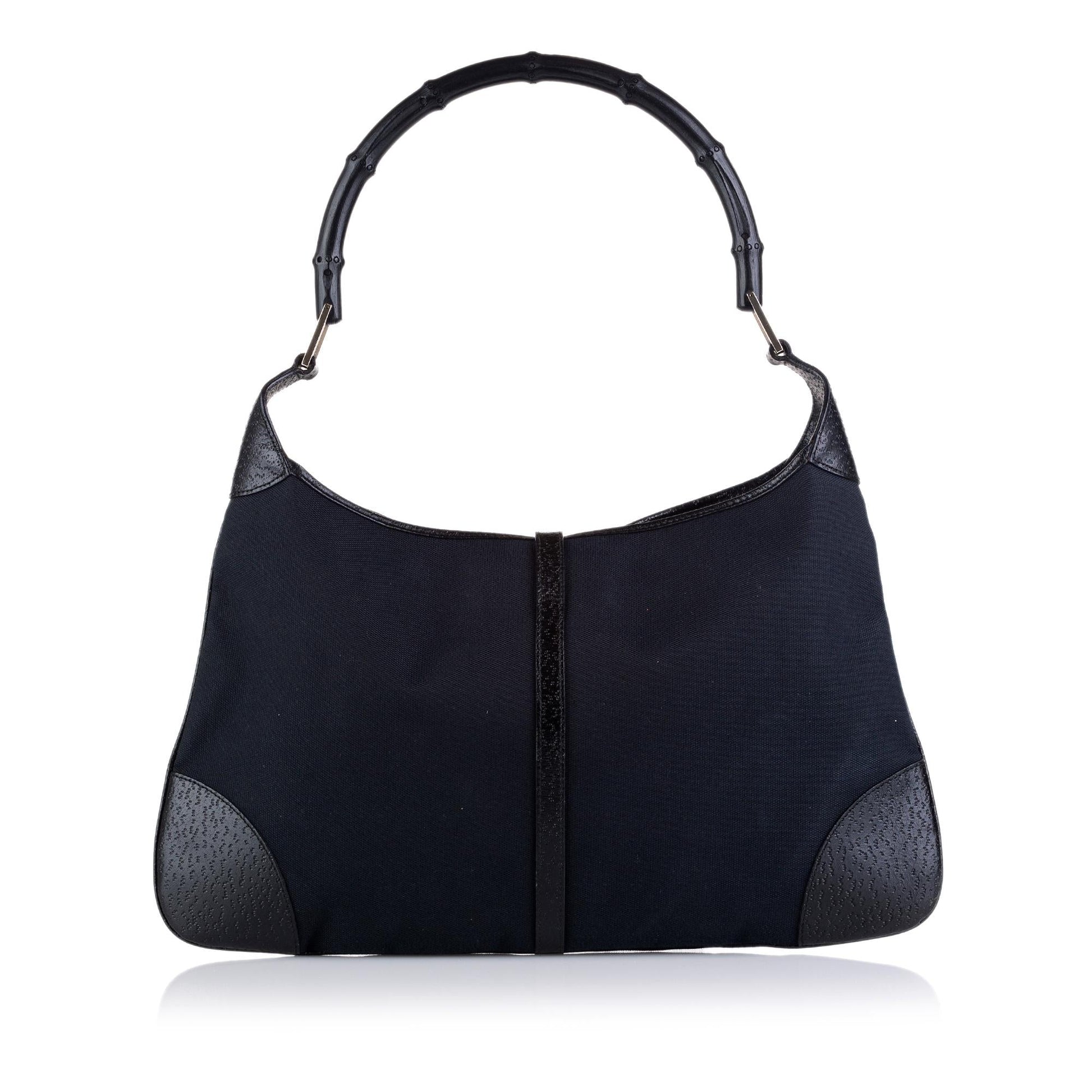 Gucci Bamboo Jackie SHG Canvas Black Shoulder Bag