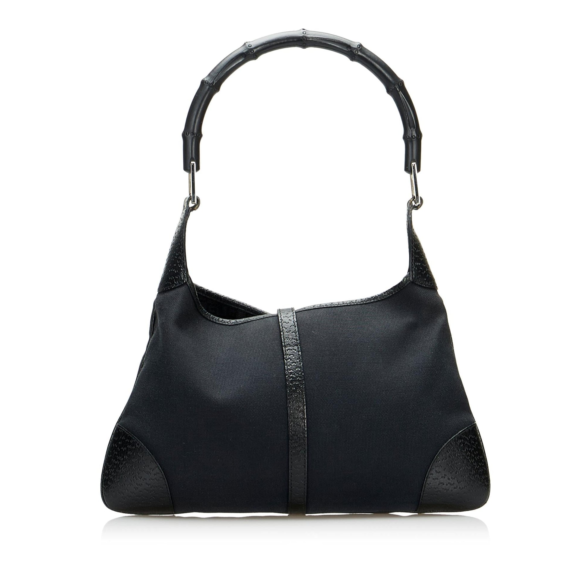 Gucci Bamboo Jackie SHG-G6JOpQ Canvas Black Shoulder Bag