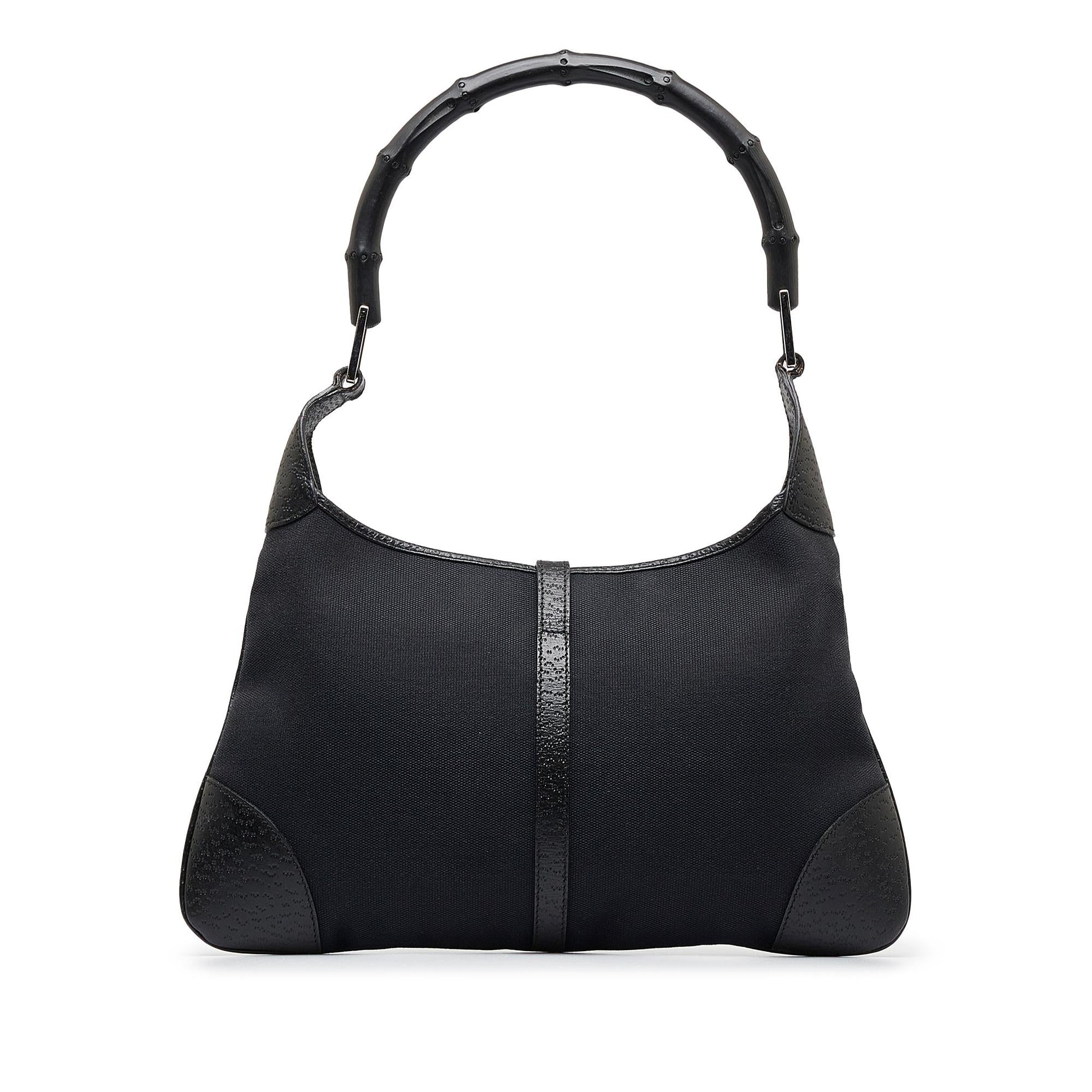 Gucci Bamboo Jackie SHG-aIQVHd Canvas Calf Black Shoulder Bag