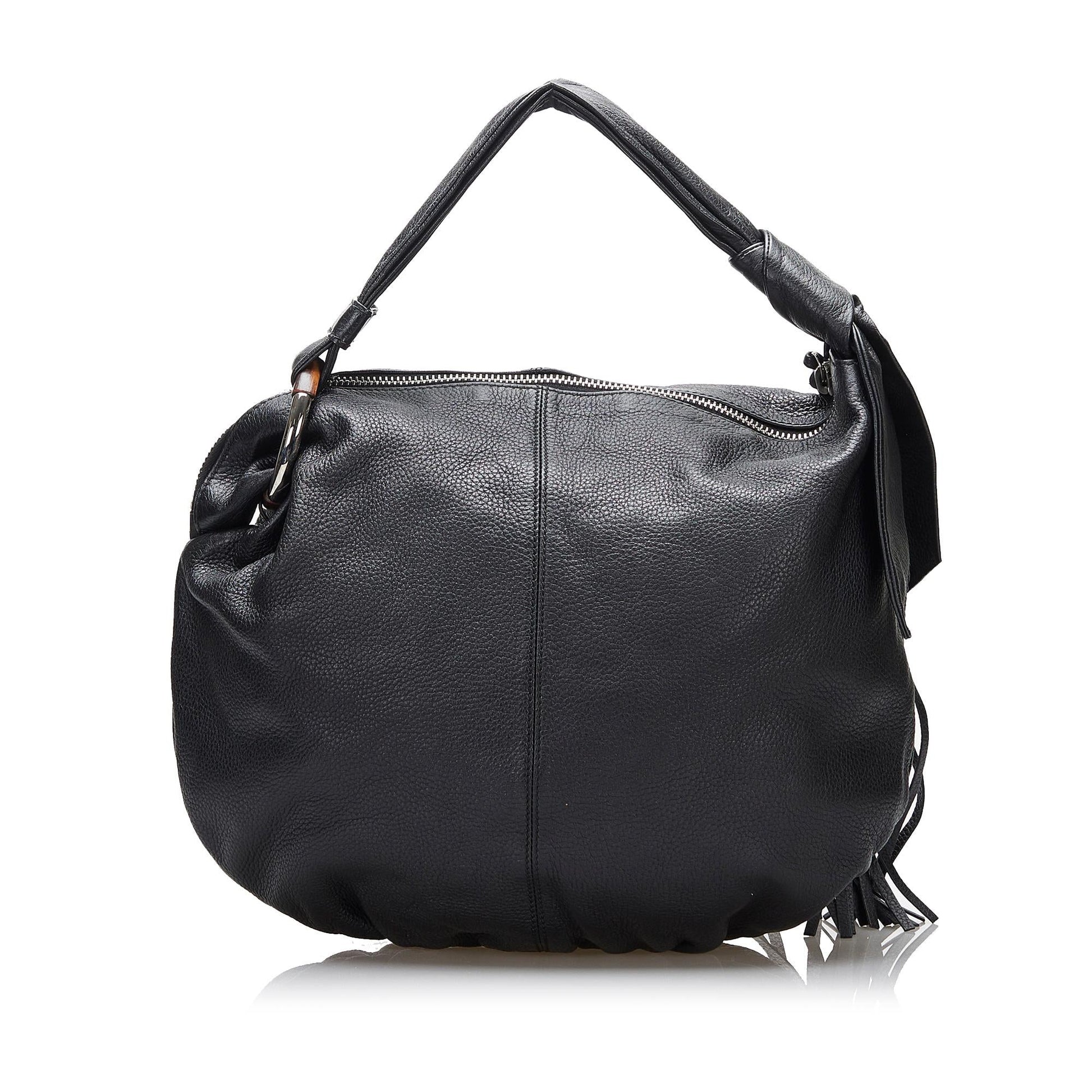 Gucci Bamboo Jungle SHG-h5BXSu Calf Black Shoulder Bag