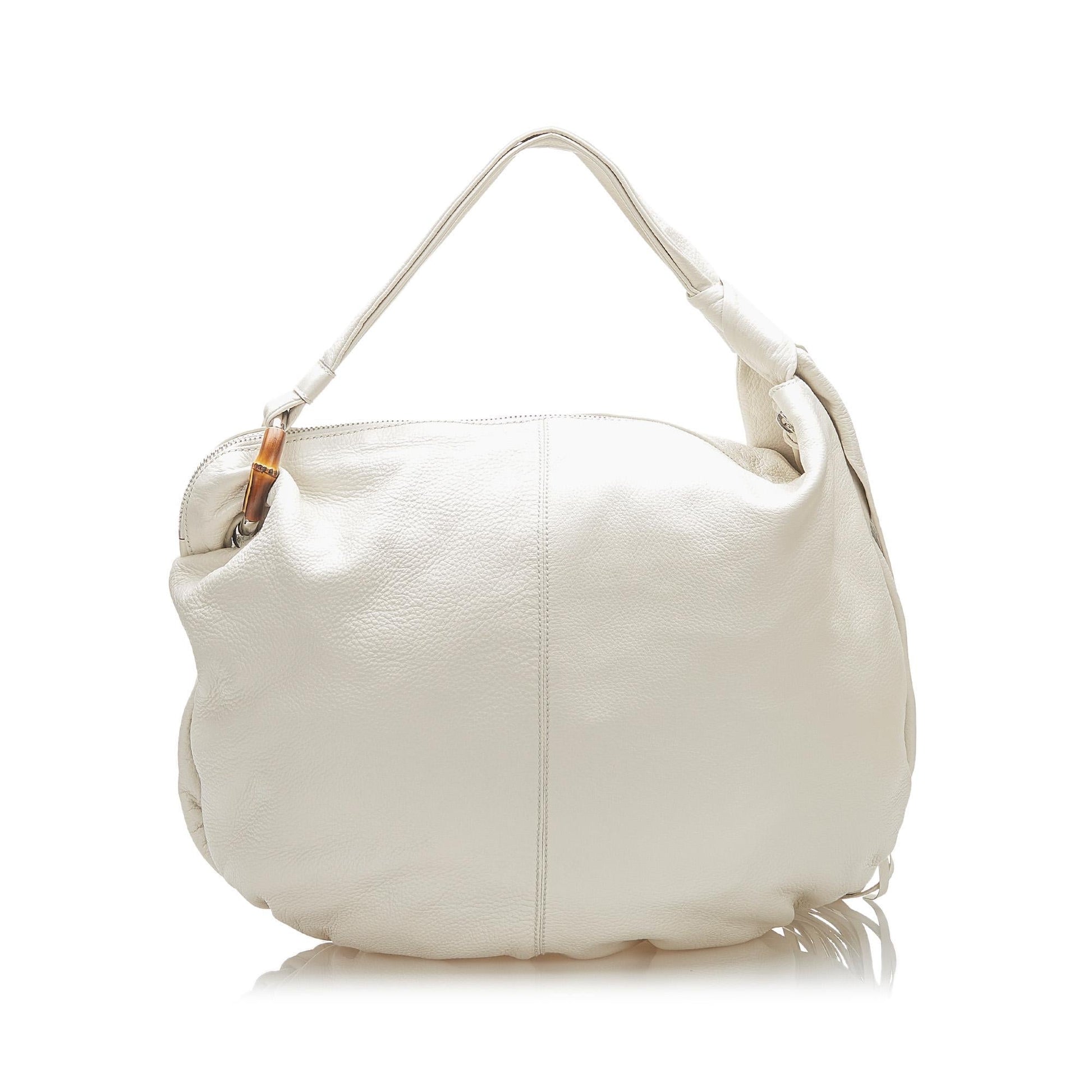 Gucci Bamboo Jungle SHG Leather Calf White Shoulder Bag Bag Shg