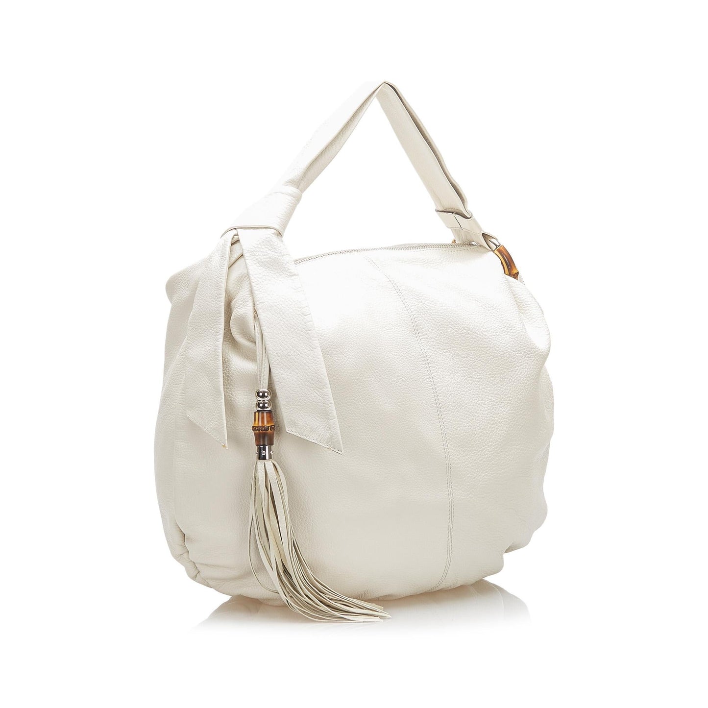 Gucci Bamboo Jungle SHG Leather Calf White Shoulder Bag Bag Shg