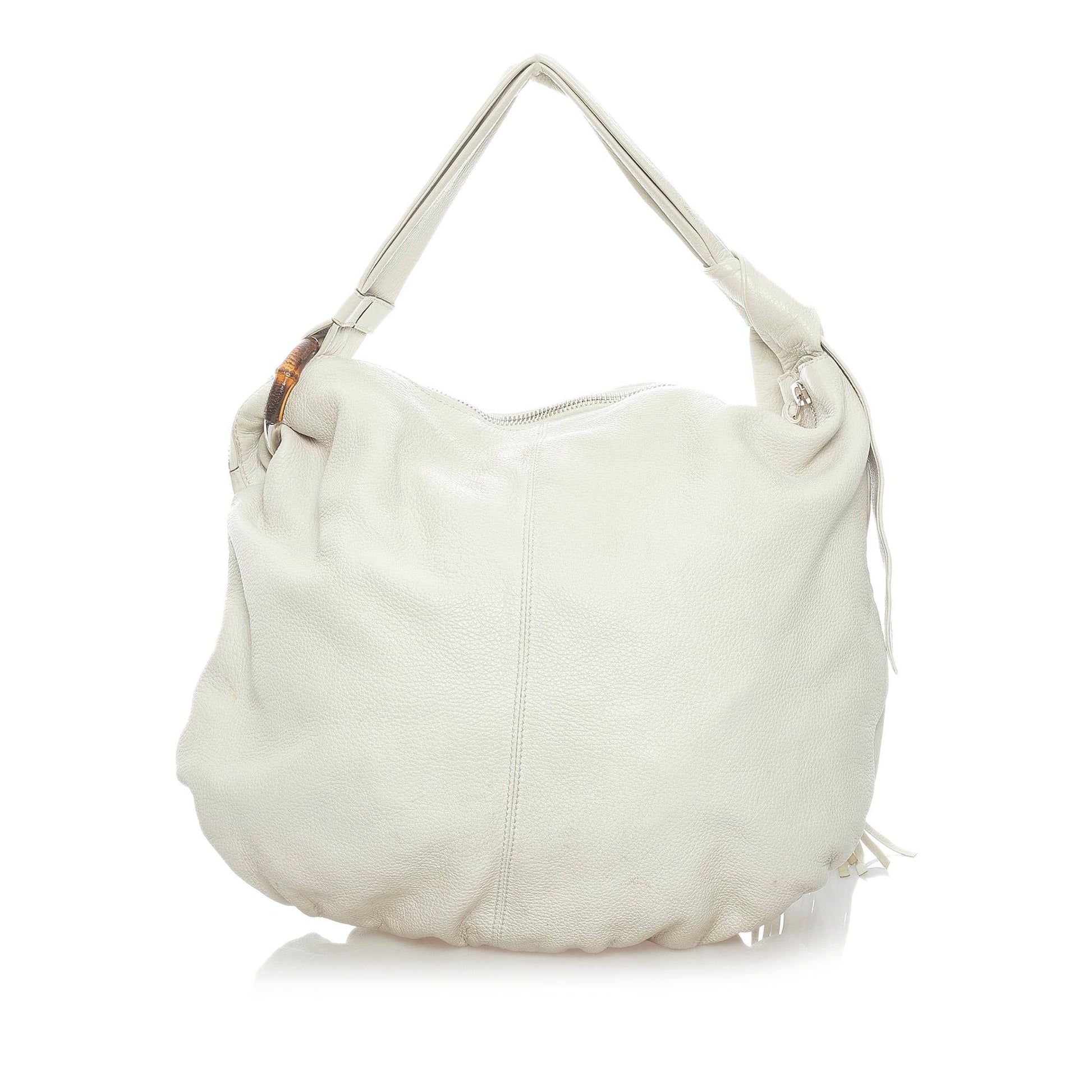 Gucci Bamboo Jungle SHG Leather Calf White Shoulder Bag