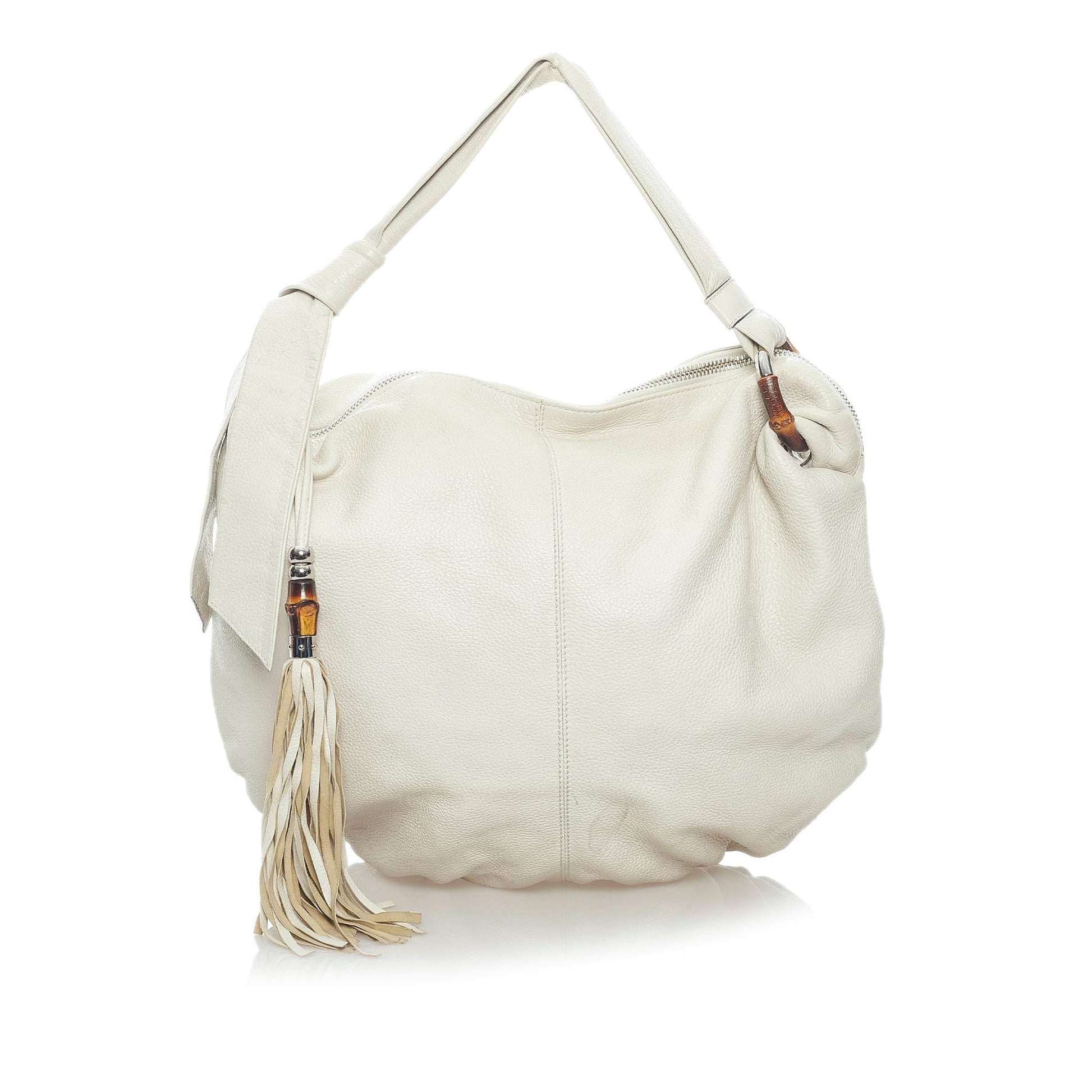 Gucci Bamboo Jungle SHG Leather Calf White Shoulder Bag